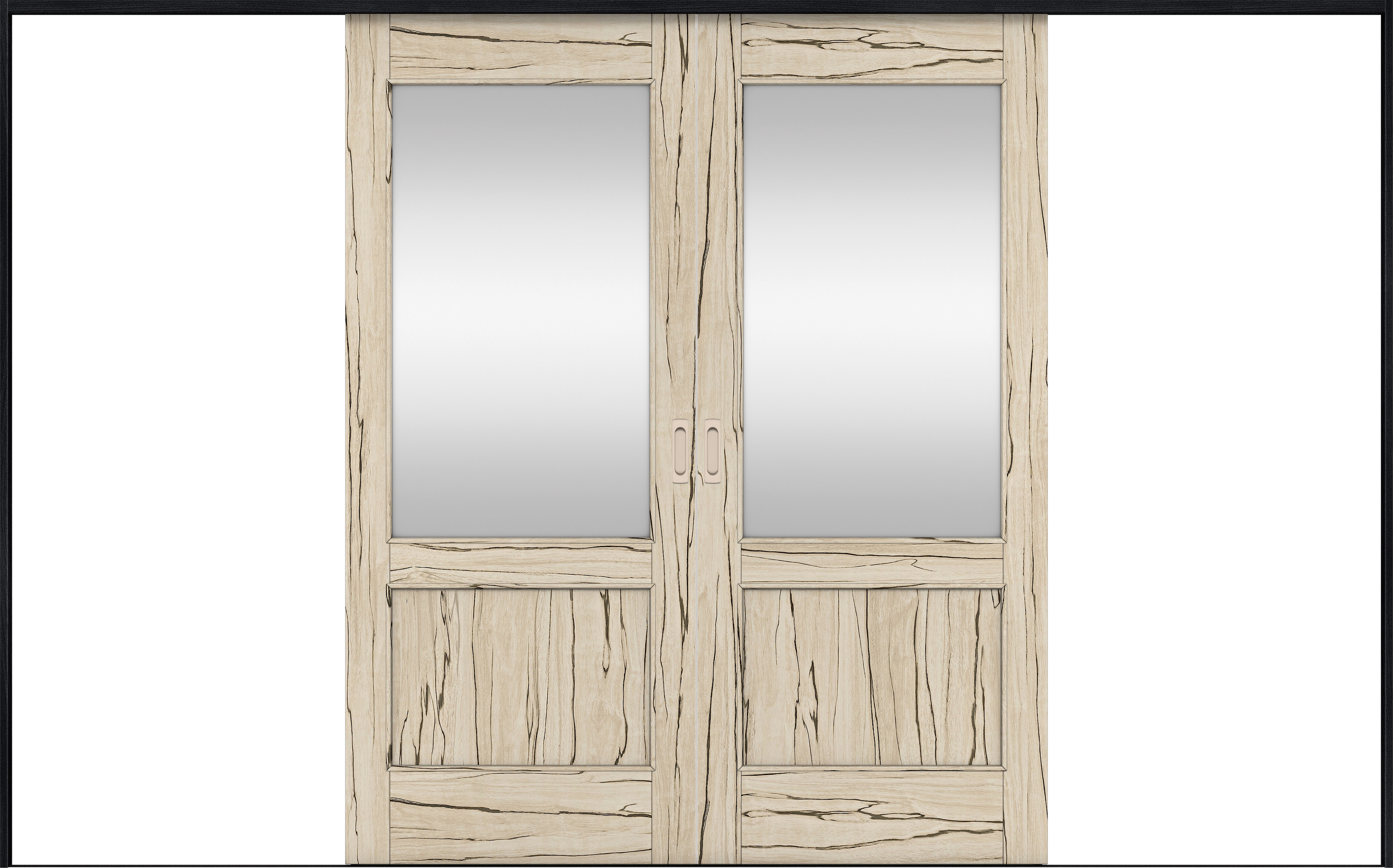 リビングドア　イエリア　引戸・引分　扉セット　２６デザイン　３２６６幅用　２０００高　〈スロウベージュ柄〉　左右兼用　錠なし　ラクラクローズ付