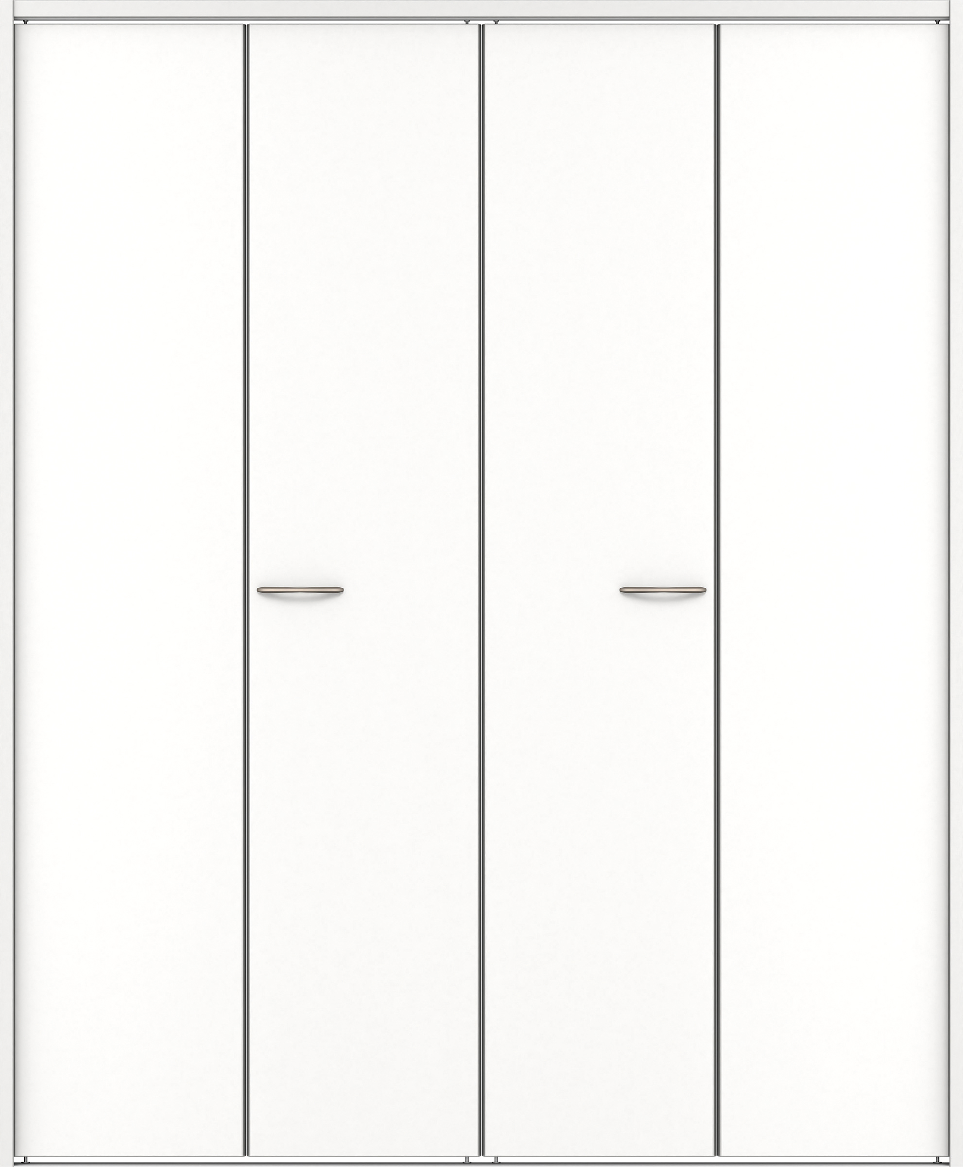 クローク収納　イエリア　折戸ユニット　フラット縦木目　ウッド扉　下レール付三方枠（固定枠）　セット　１６４４幅（６尺小間口）　２０３５高　〈パウダーホワイト柄〉　ハンドルラウンド型〈Ｔシルバー色〉