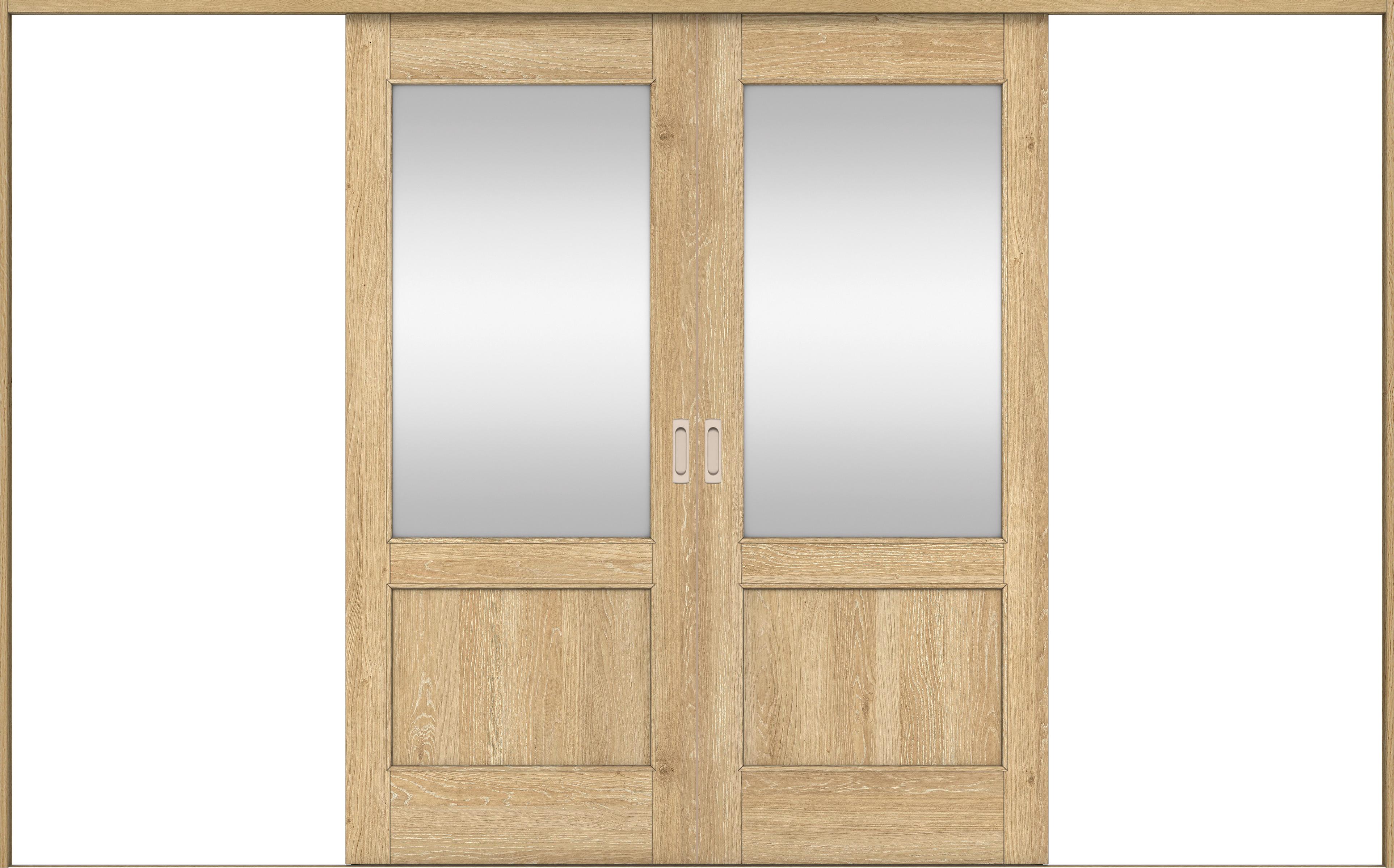 リビングドア　イエリア　引戸・引分　扉セット　２６デザイン　３２６６幅用　２０００高　〈ミルキーオーカー柄〉　左右兼用　錠なし　ラクラクローズ付