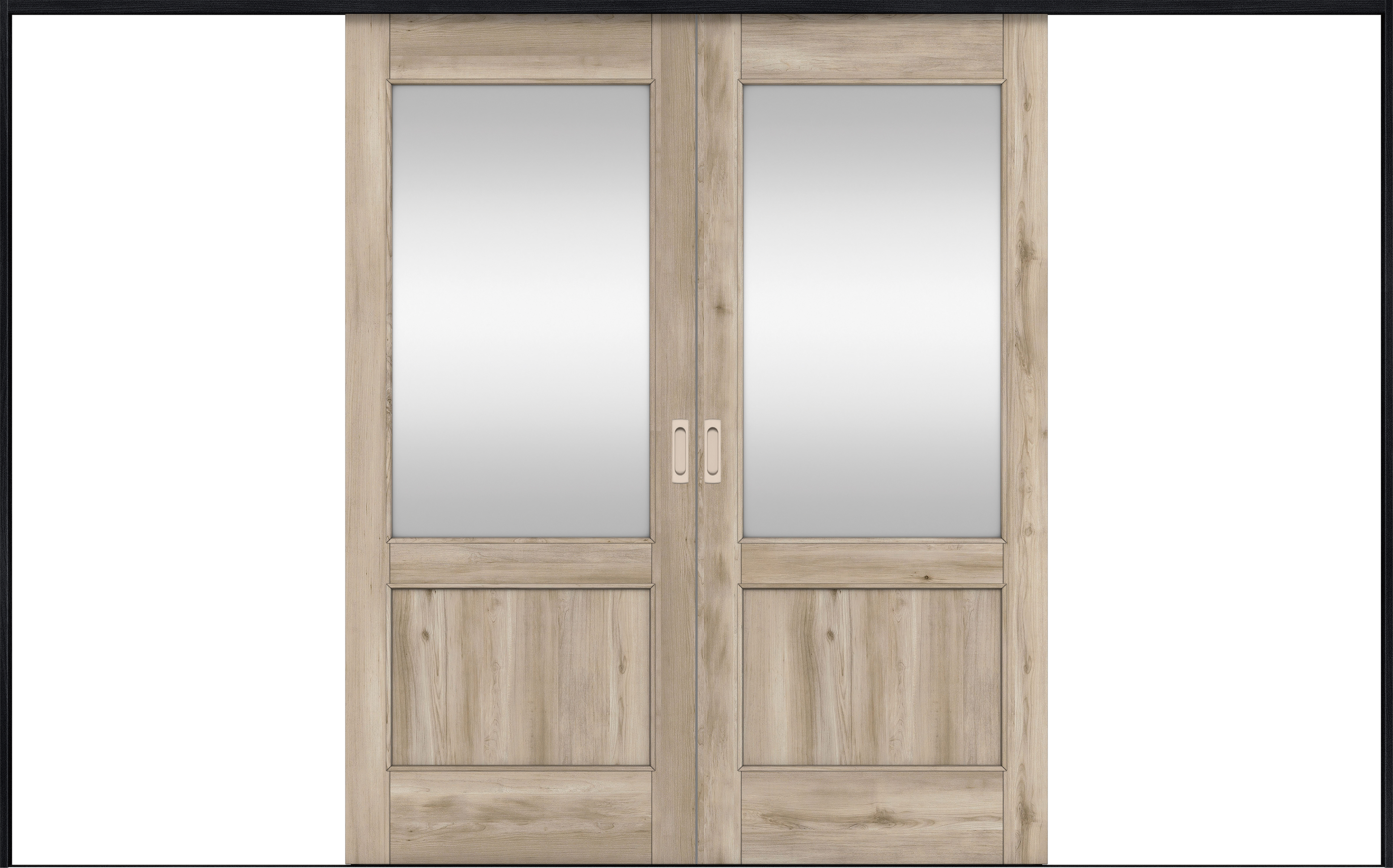 リビングドア　イエリア　引戸・引分　扉セット　２６デザイン　３２６６幅用　２０００高　〈スモークグレー柄〉　左右兼用　錠なし　ラクラクローズ付