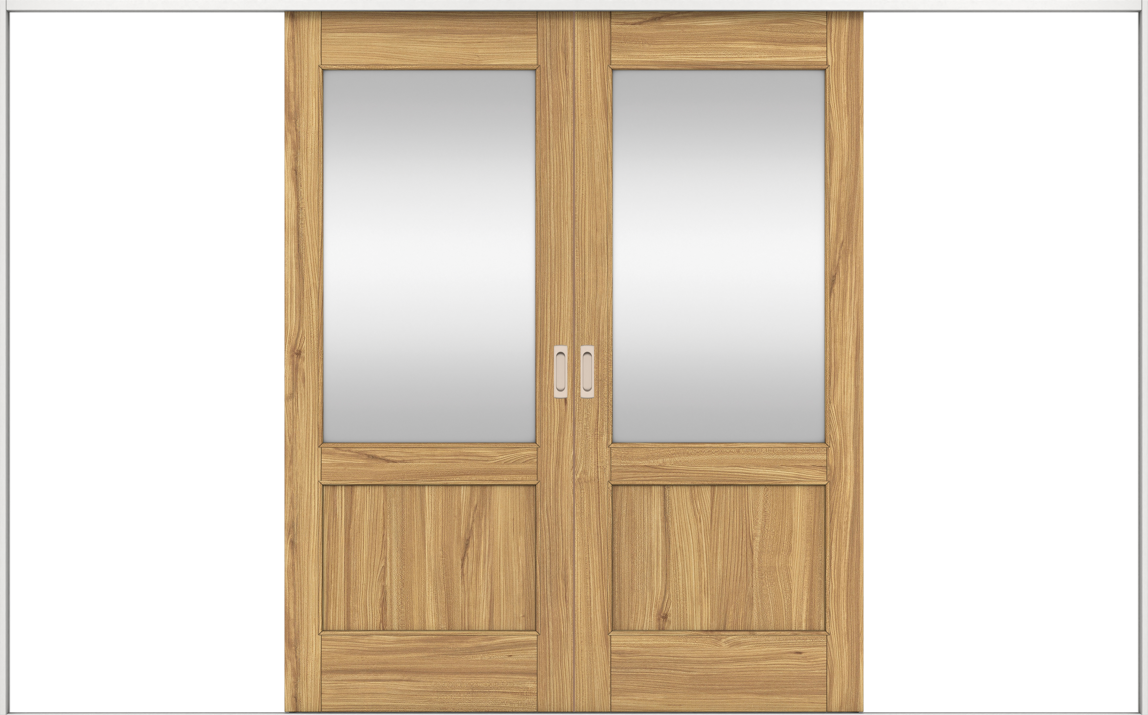 リビングドア　イエリア　引戸・引分　扉セット　２６デザイン　３２６６幅用　２０００高　〈シナモンブラウン柄〉　左右兼用　錠なし　ラクラクローズ付