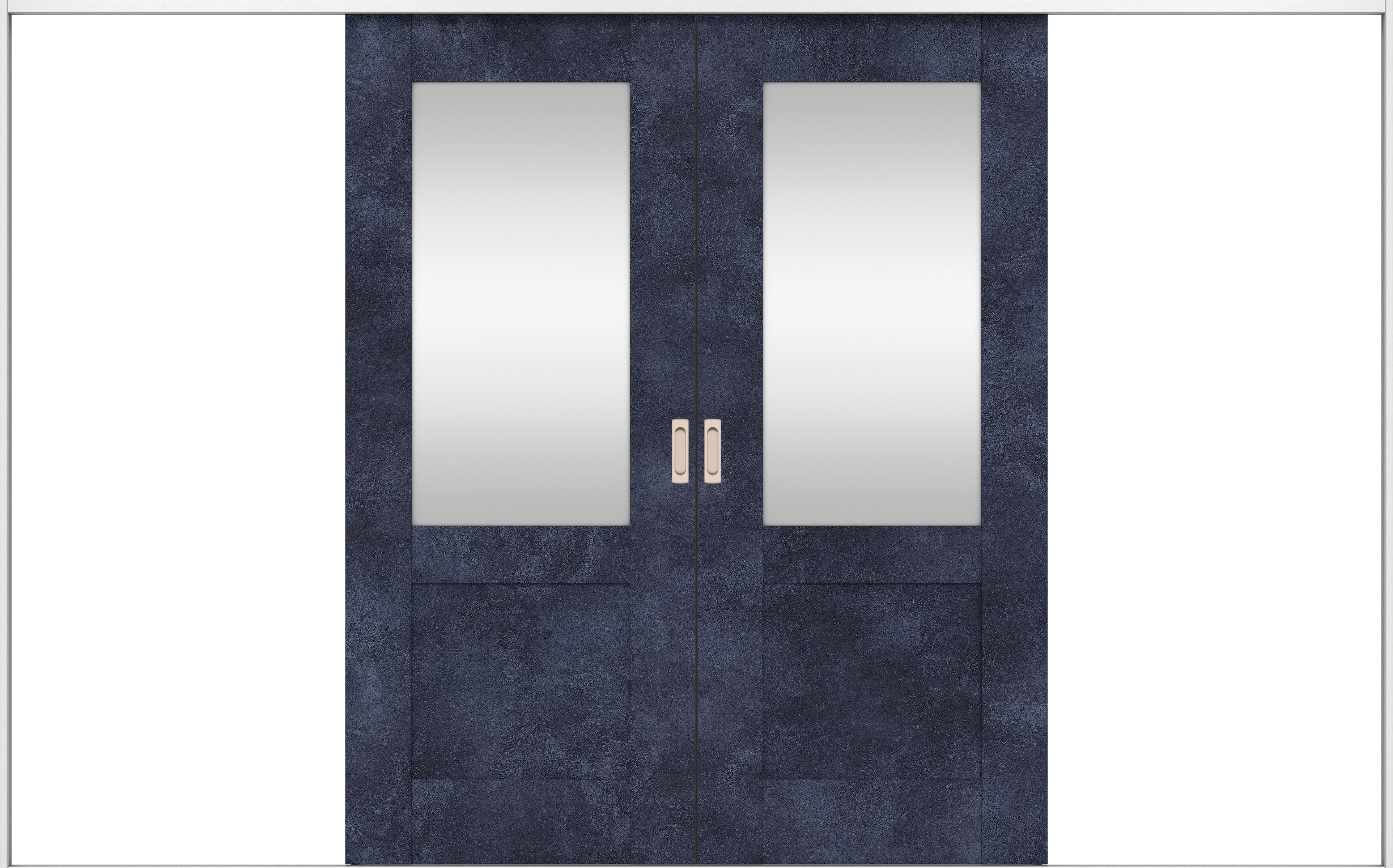 リビングドア　イエリア　引戸・引分　扉セット　２８デザイン　３２６６幅用　２０００高　〈コバルトブルー柄〉　左右兼用　錠なし　ラクラクローズ付