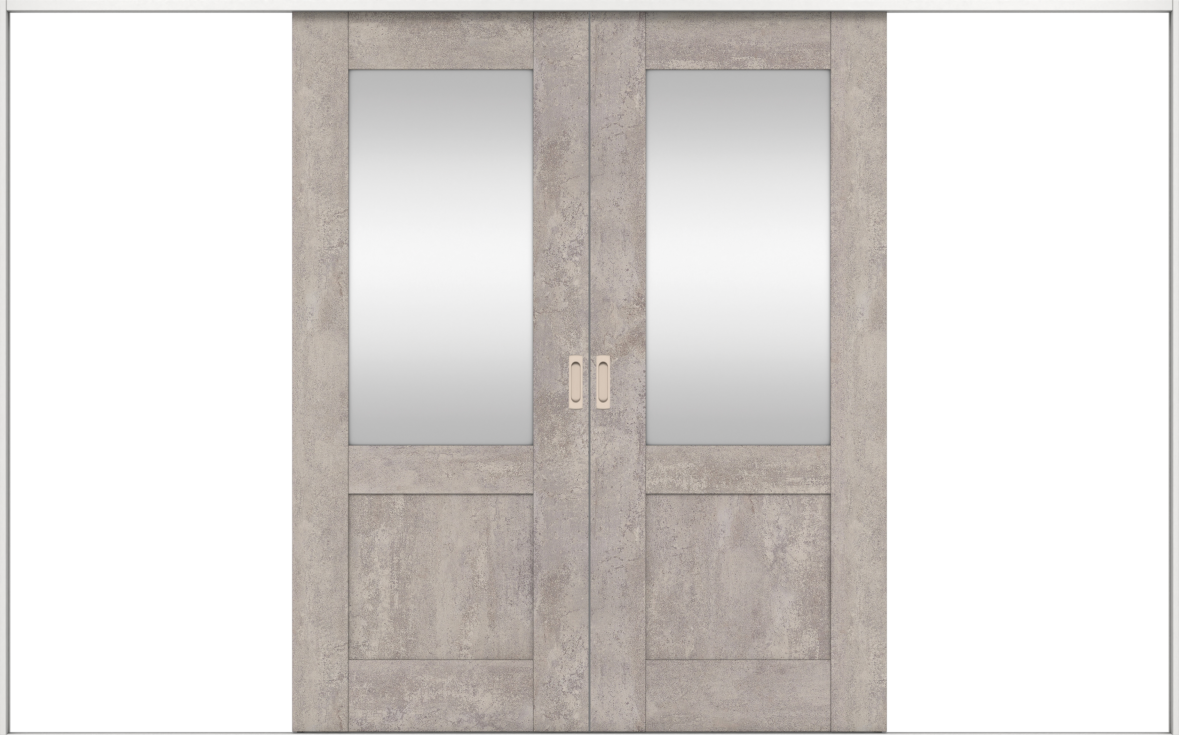 リビングドア　イエリア　引戸・引分　扉セット　２８デザイン　３２６６幅用　２０００高　〈コンクリートグレー柄〉　左右兼用　錠なし　ラクラクローズ付