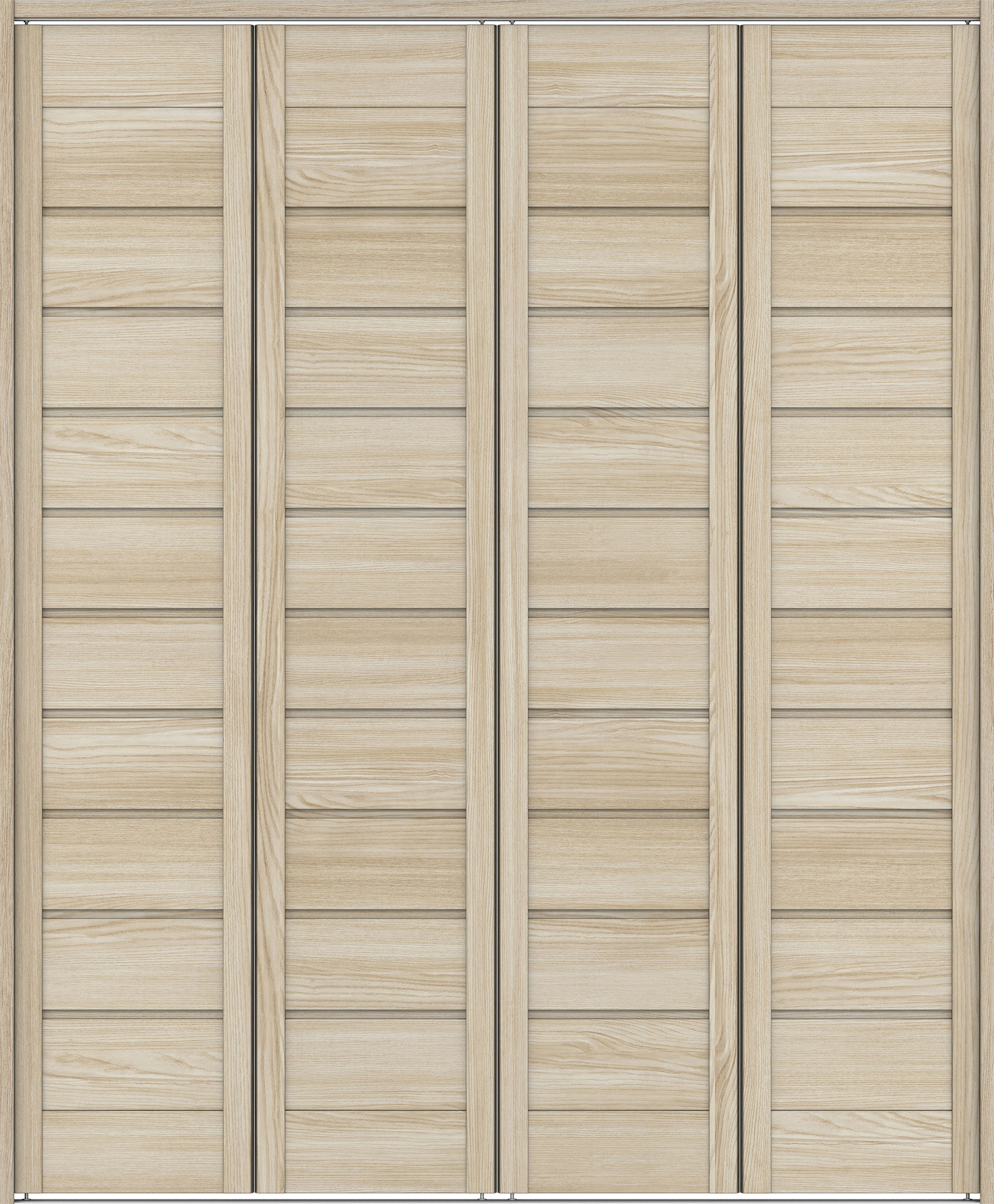 クローク収納　イエリア　折戸ユニット　通気タイプ　ウッド扉　下レール付三方枠（固定枠）　セット　１６８０幅（６尺間口）　２０３５高　〈ソフトグレージュ柄〉　ハンドルレス