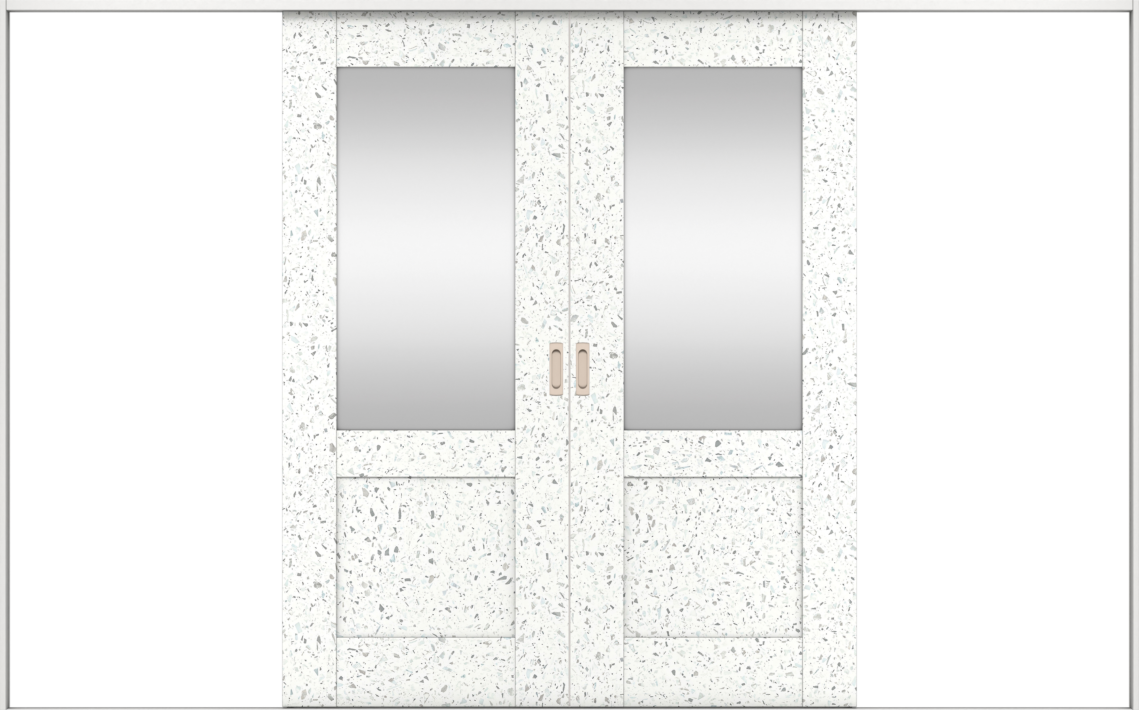 リビングドア　イエリア　引戸・引分　扉セット　２８デザイン　３２６６幅用　２０００高　〈テラゾホワイト柄〉　左右兼用　錠なし　ラクラクローズ付