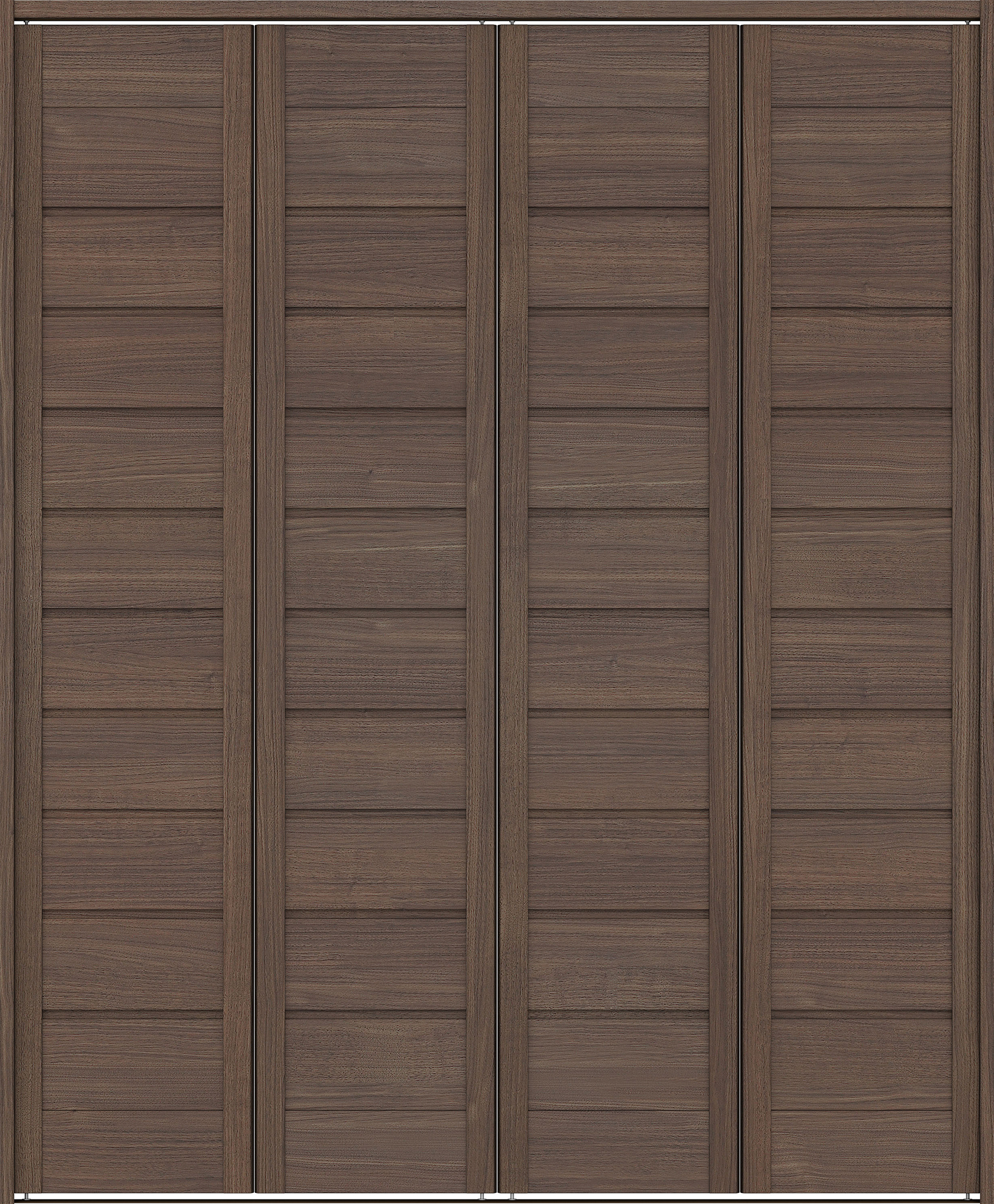 クローク収納　イエリア　折戸ユニット　通気タイプ　ウッド扉　下レール付三方枠（固定枠）　セット　１６８０幅（６尺間口）　２０３５高　〈ダルブラウン柄〉　ハンドルレス