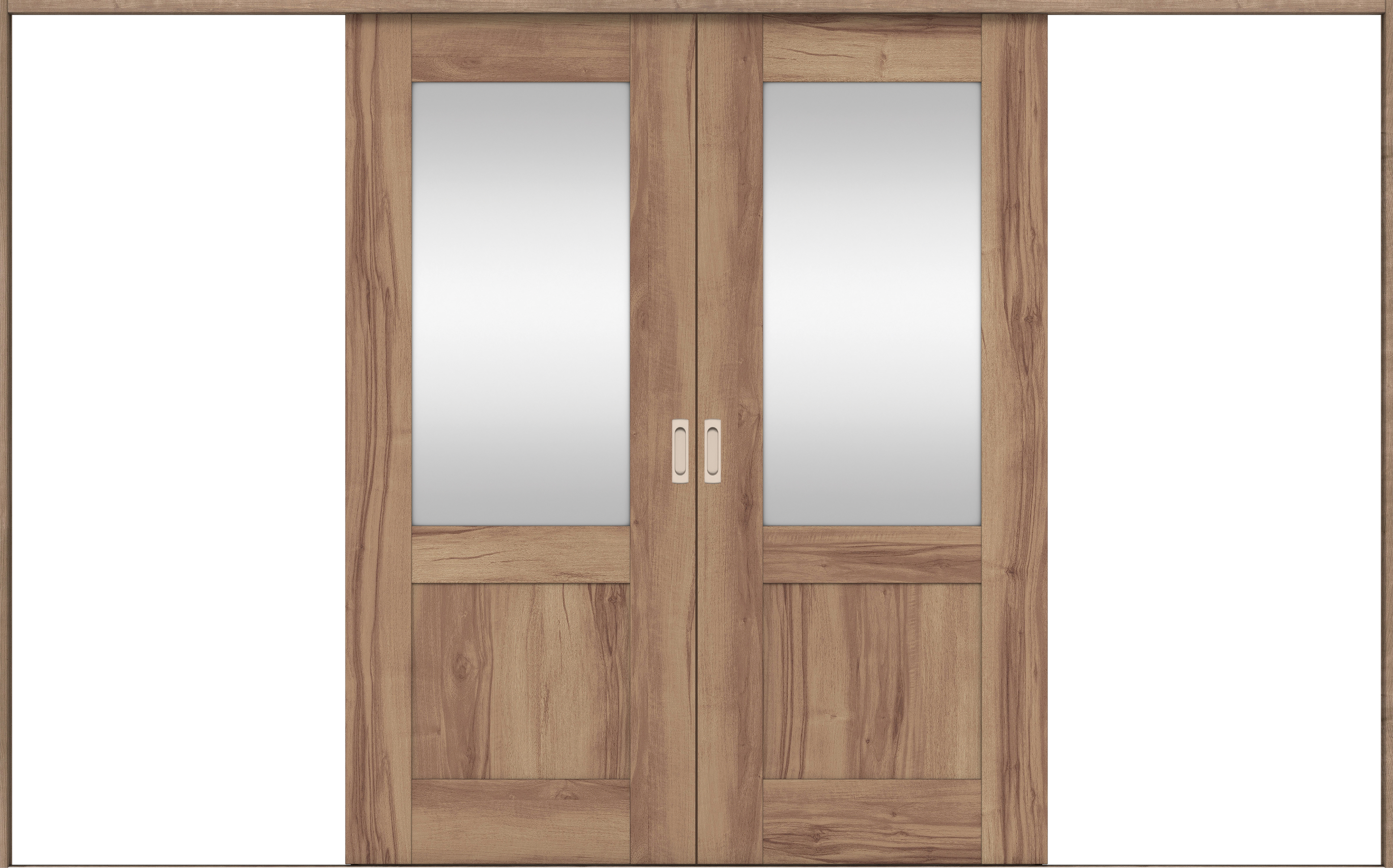 リビングドア　イエリア　引戸・引分　扉セット　２８デザイン　３２６６幅用　２０００高　〈バームブラウン柄〉　左右兼用　錠なし　ラクラクローズ付