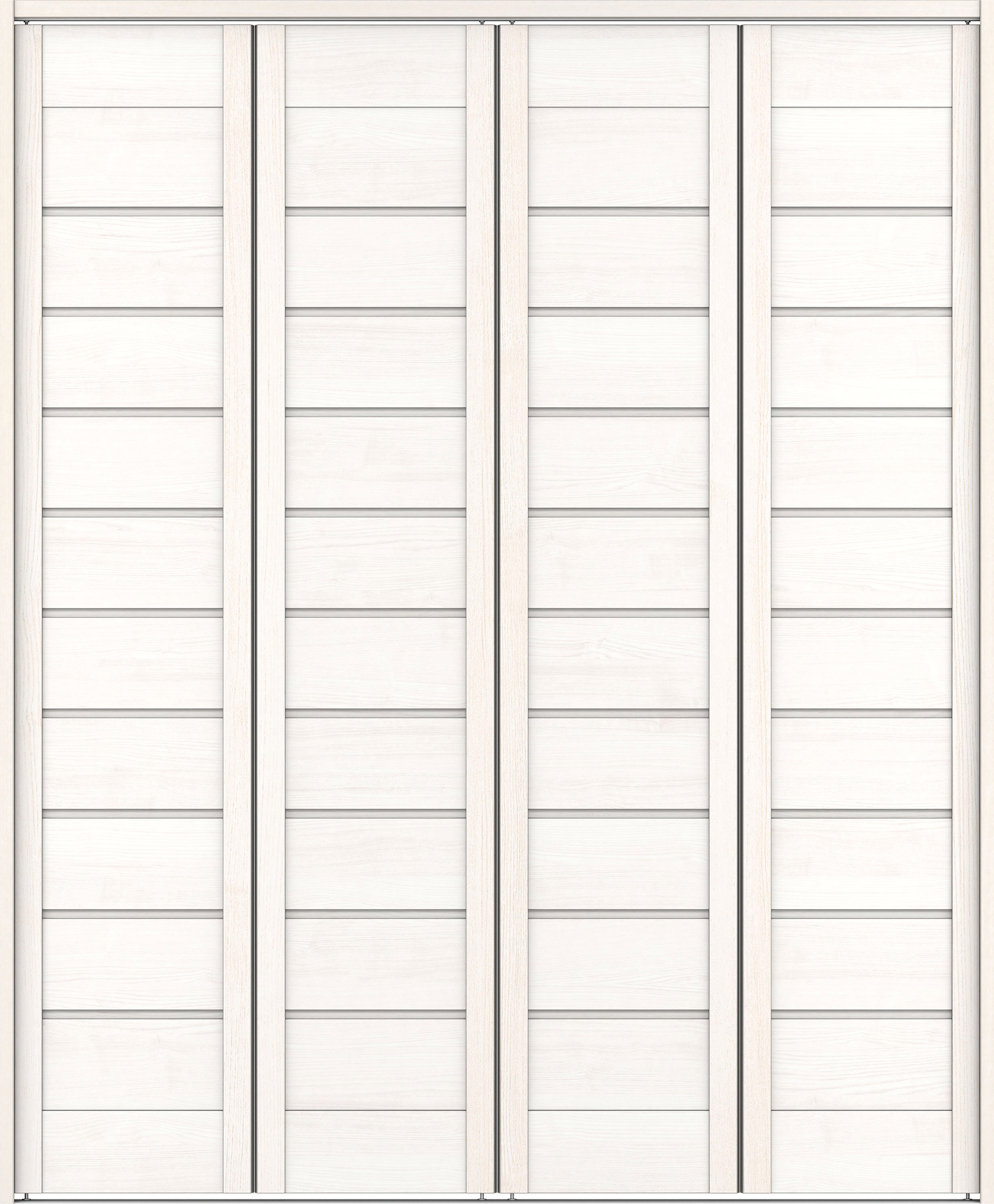 クローク収納　イエリア　折戸ユニット　通気タイプ　ウッド扉　下レール付三方枠（固定枠）　セット　１６４４幅（６尺小間口）　２０３５高　〈ネオホワイト柄〉　ハンドルレス