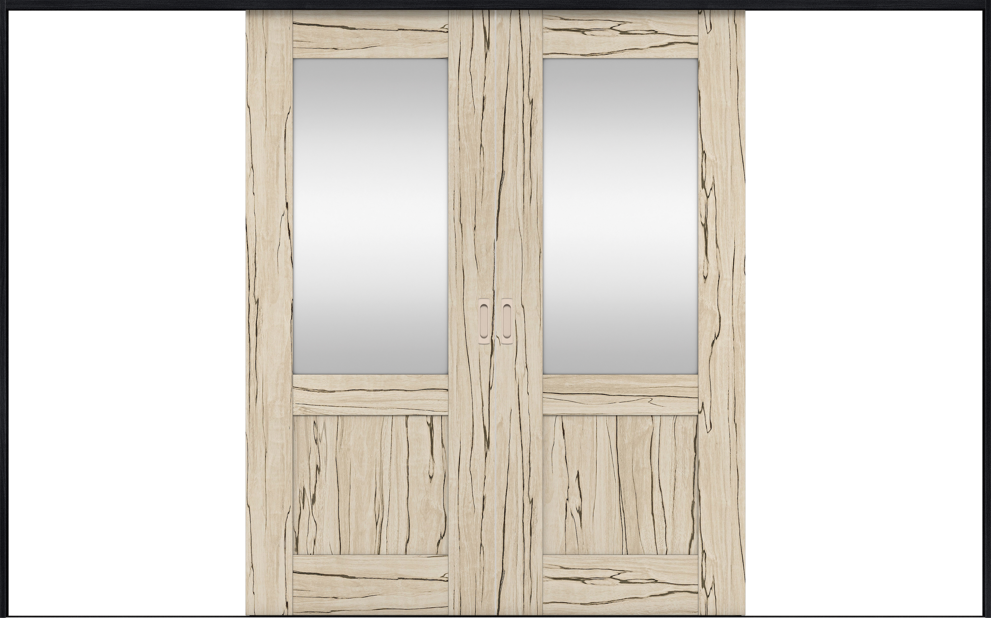 リビングドア　イエリア　引戸・引分　扉セット　２８デザイン　３２６６幅用　２０００高　〈スロウベージュ柄〉　左右兼用　錠なし　ラクラクローズ付