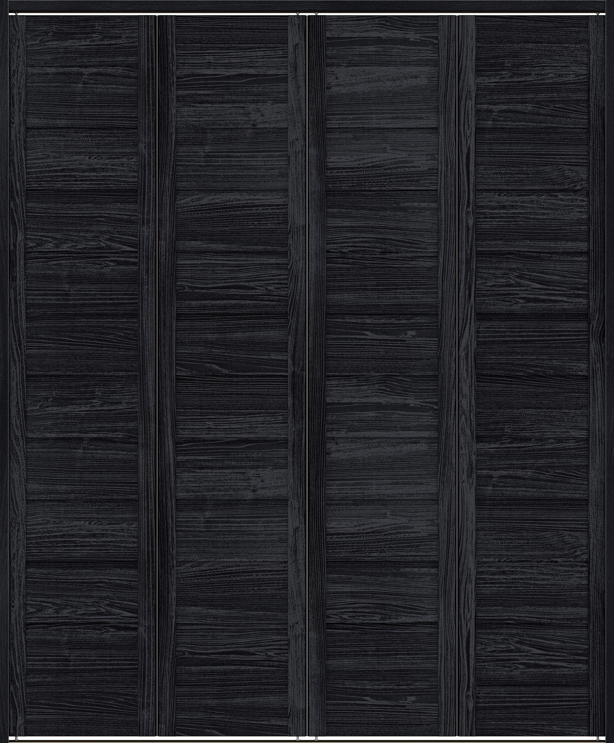 クローク収納　イエリア　折戸ユニット　通気タイプ　ウッド扉　下レール付三方枠（固定枠）　セット　１６８０幅（６尺間口）　２０３５高　〈モスブラック柄〉　ハンドルレス