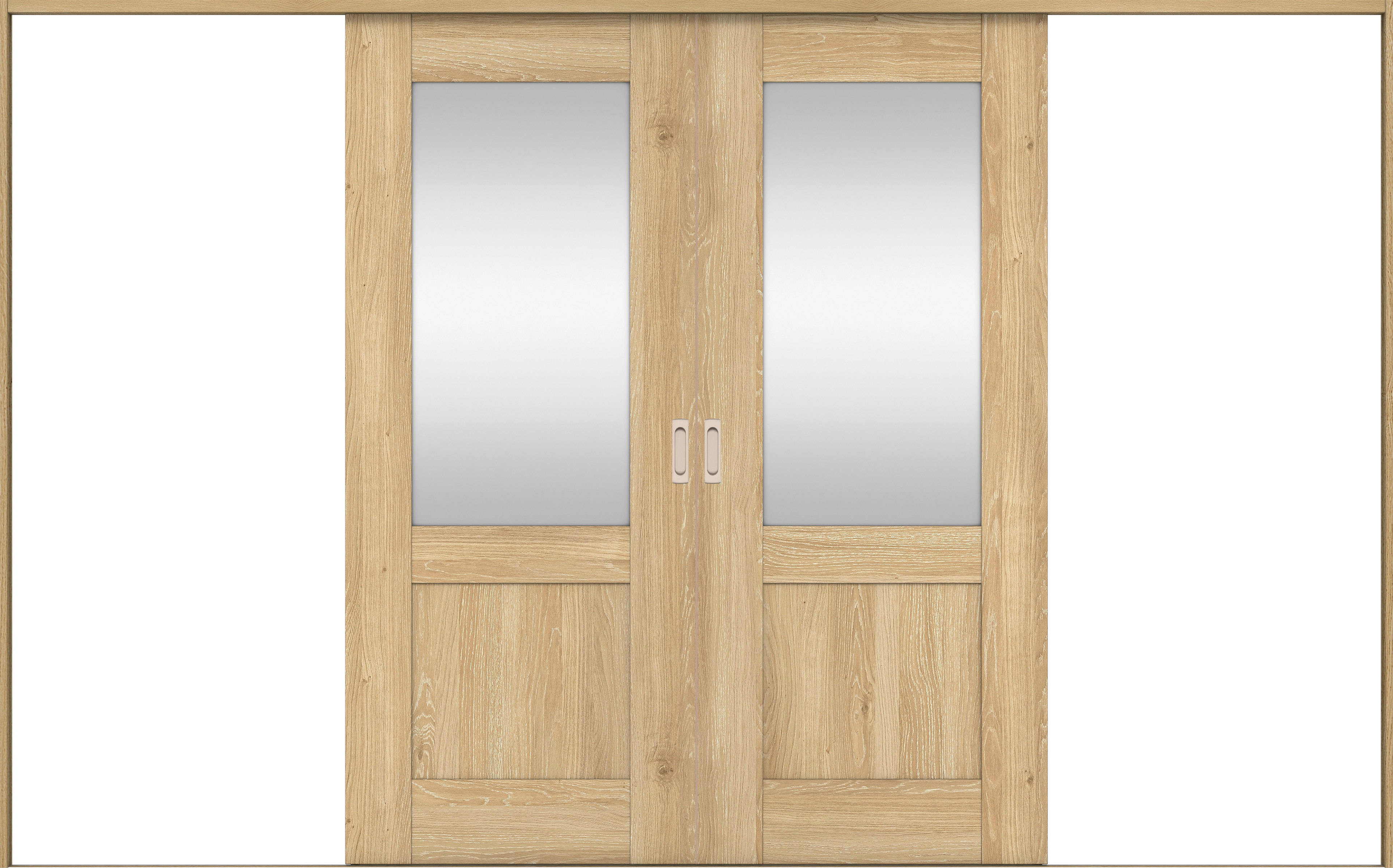 リビングドア　イエリア　引戸・引分　扉セット　２８デザイン　３２６６幅用　２０００高　〈ミルキーオーカー柄〉　左右兼用　錠なし　ラクラクローズ付