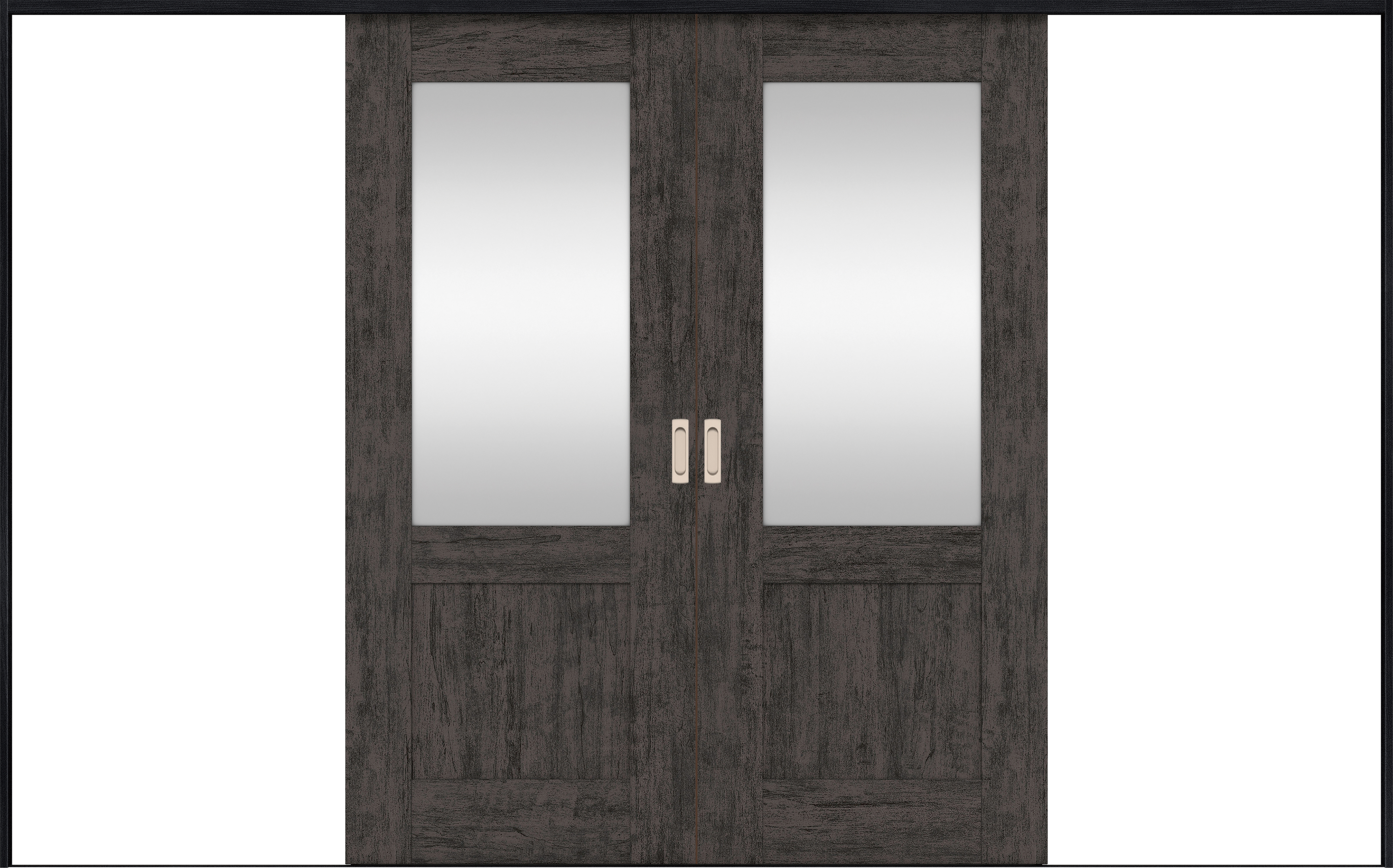 リビングドア　イエリア　引戸・引分　扉セット　２８デザイン　３２６６幅用　２０００高　〈ドライブラック柄〉　左右兼用　錠なし　ラクラクローズ付