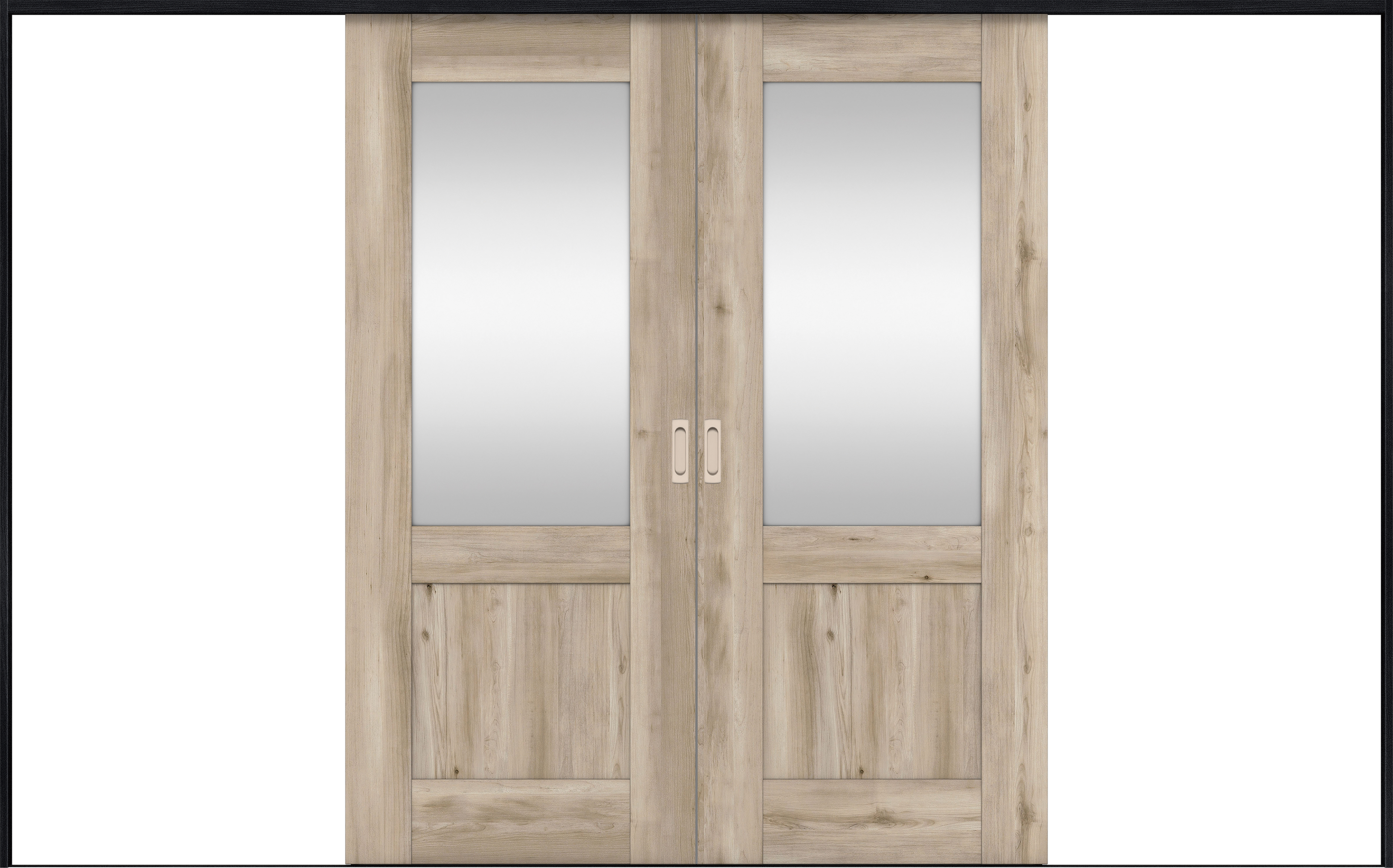 リビングドア　イエリア　引戸・引分　扉セット　２８デザイン　３２６６幅用　２０００高　〈スモークグレー柄〉　左右兼用　錠なし　ラクラクローズ付