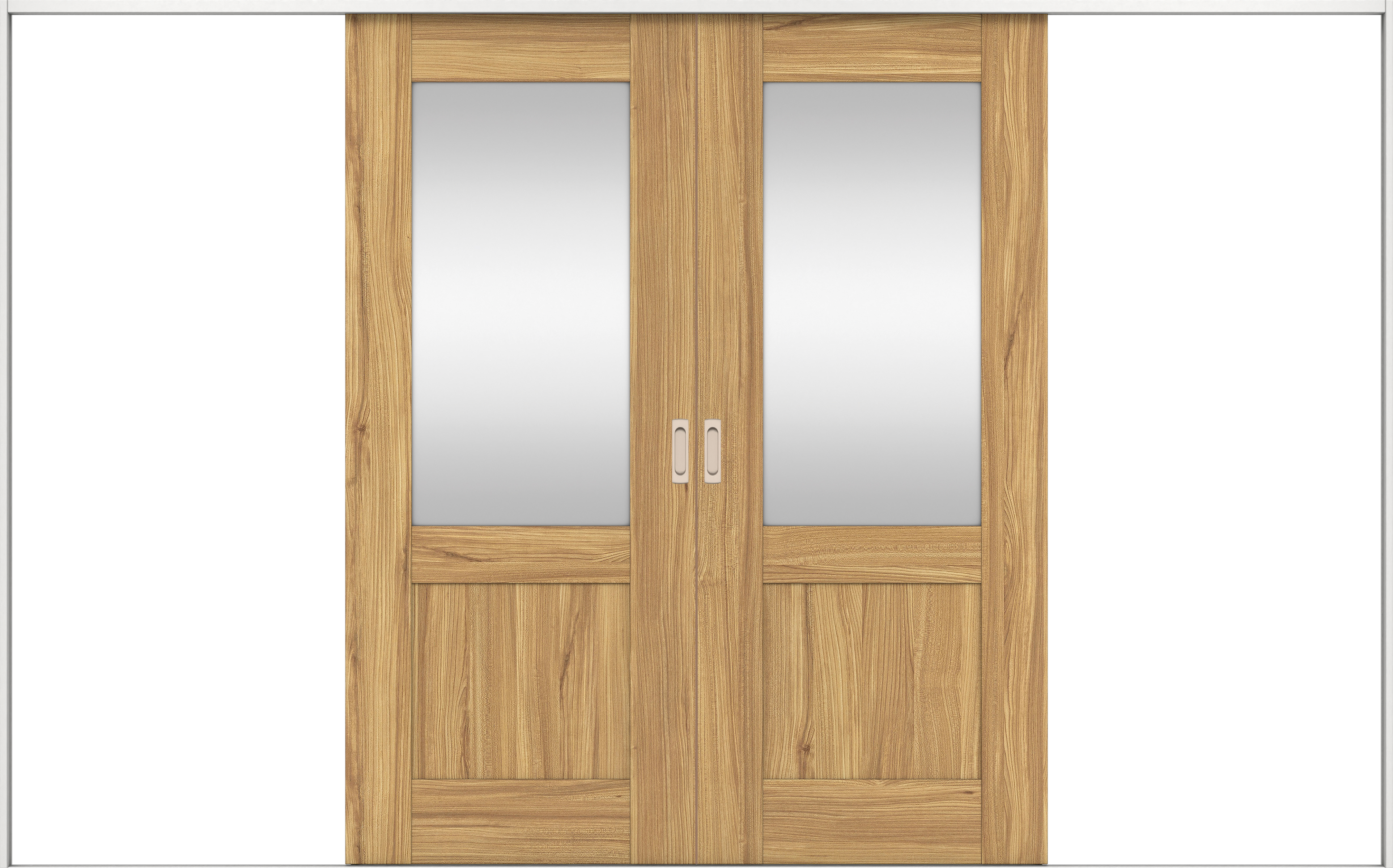 リビングドア　イエリア　引戸・引分　扉セット　２８デザイン　３２６６幅用　２０００高　〈シナモンブラウン柄〉　左右兼用　錠なし　ラクラクローズ付