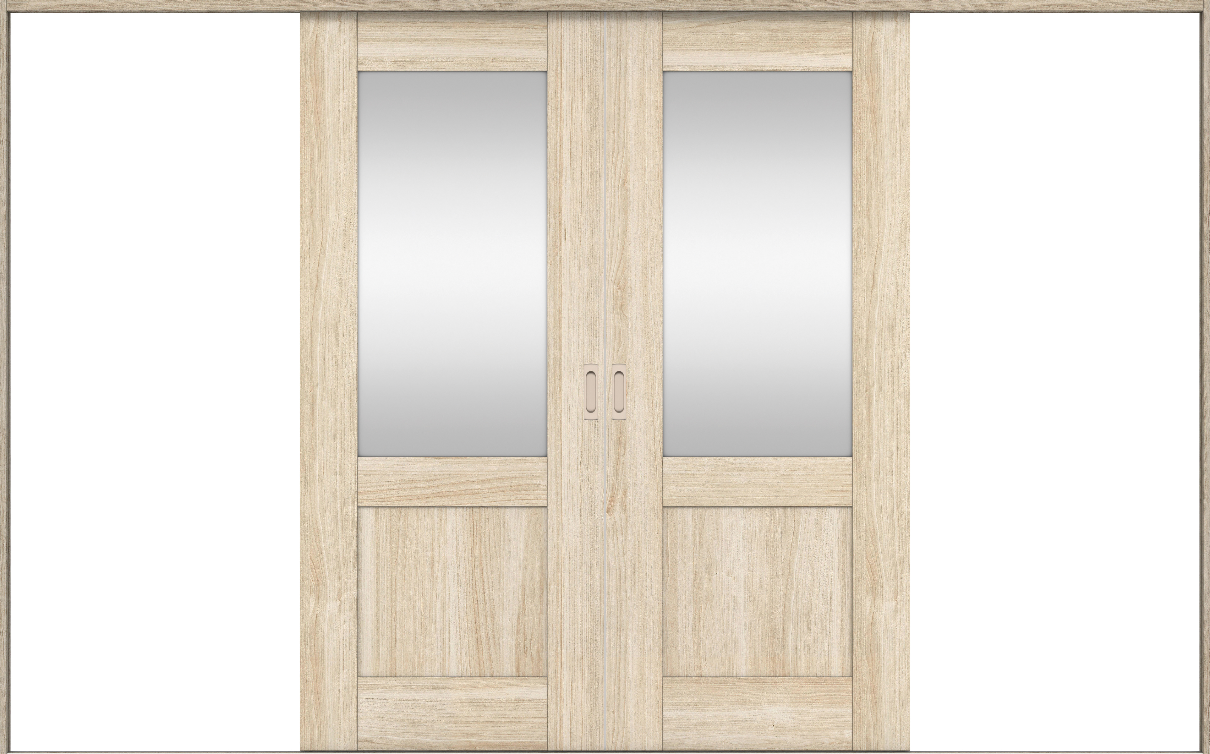 リビングドア　イエリア　引戸・引分　扉セット　２８デザイン　３２６６幅用　２０００高　〈コットンベージュ柄〉　左右兼用　錠なし　ラクラクローズ付