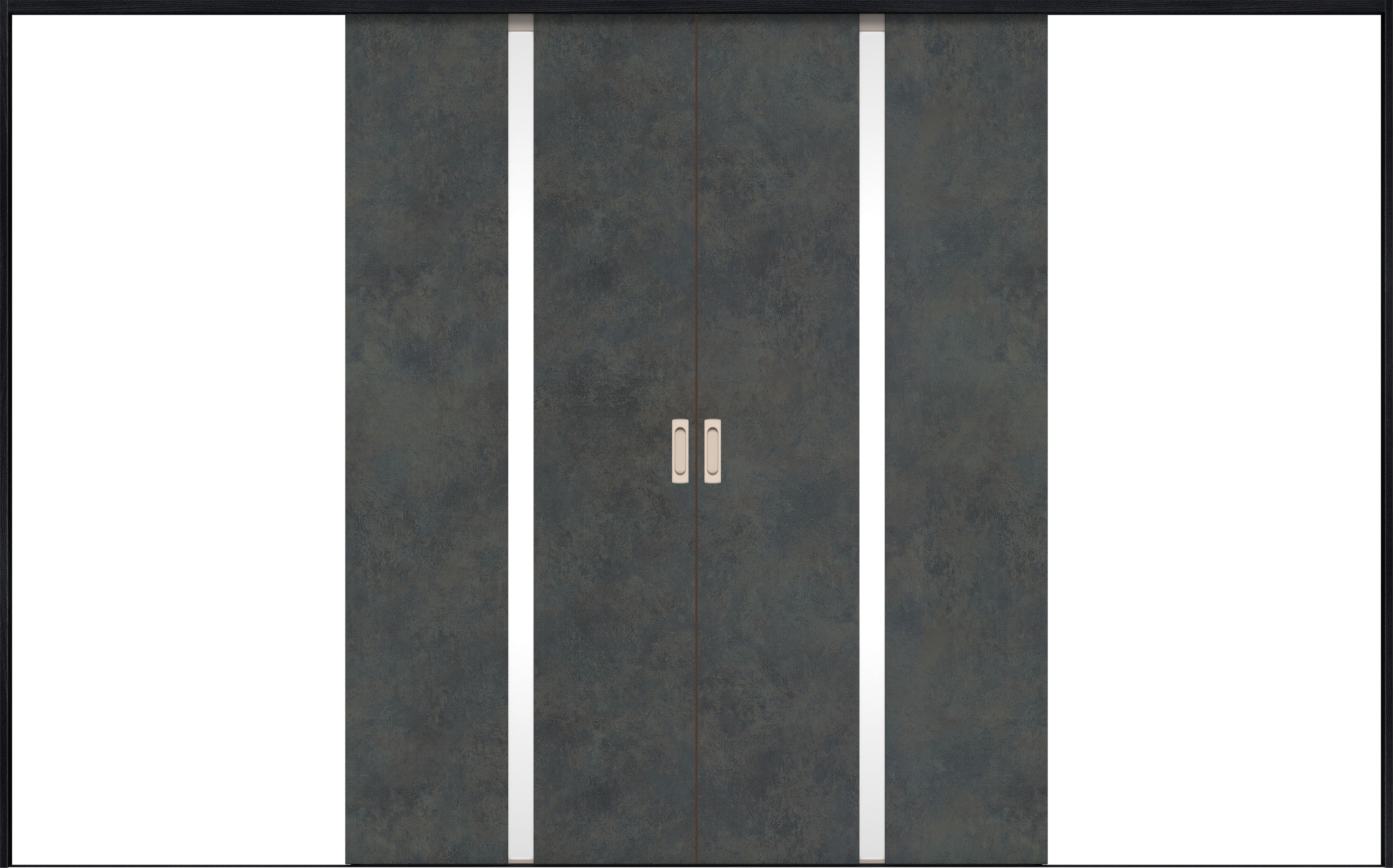 リビングドア　イエリア　引戸・引分　扉セット　２Ｐデザイン　３２６６幅用　２０００高　〈アイアンブラック柄〉　左右兼用　錠なし　ラクラクローズ付