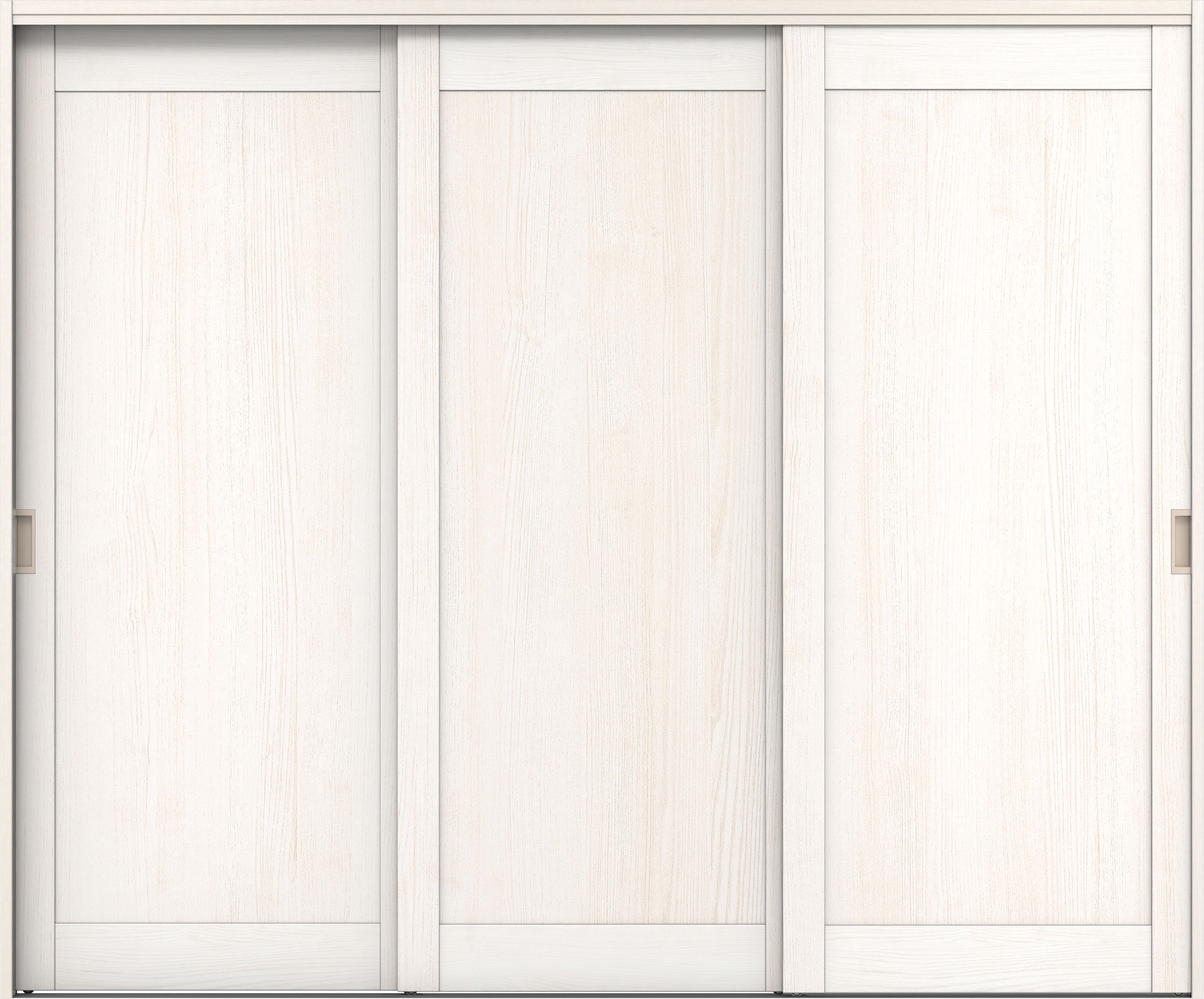 クローク収納　イエリア　引戸ユニット　カマチタイプ　三方枠（固定枠）　セット　２４５０幅（９尺間口）　２０３３高　〈ネオホワイト柄〉　引手〈Ｔシルバー色〉