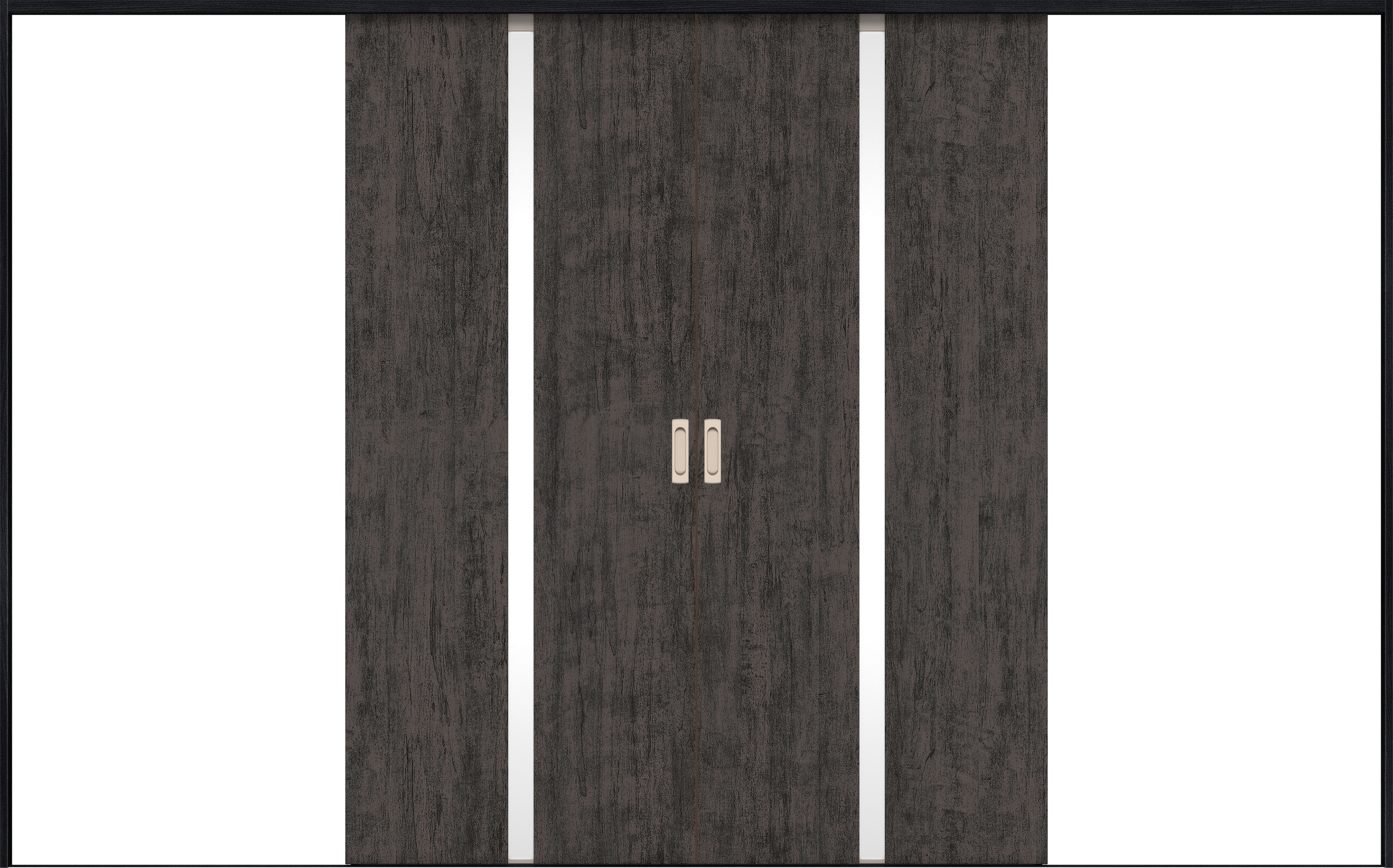 リビングドア　イエリア　引戸・引分　扉セット　２Ｐデザイン　３２６６幅用　２０００高　〈ドライブラック柄〉　左右兼用　錠なし　ラクラクローズ付