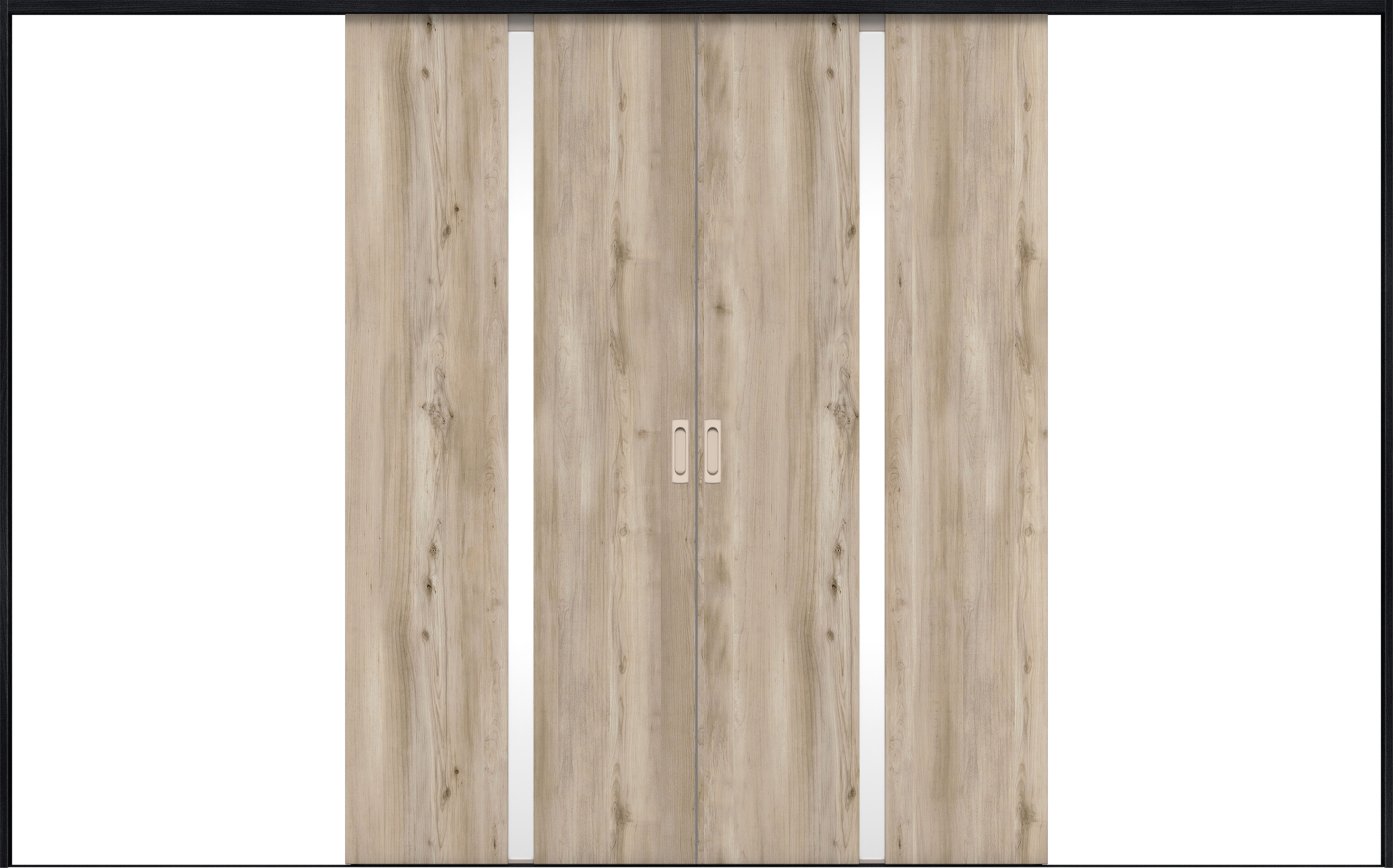 リビングドア　イエリア　引戸・引分　扉セット　２Ｐデザイン　３２６６幅用　２０００高　〈スモークグレー柄〉　左右兼用　錠なし　ラクラクローズ付