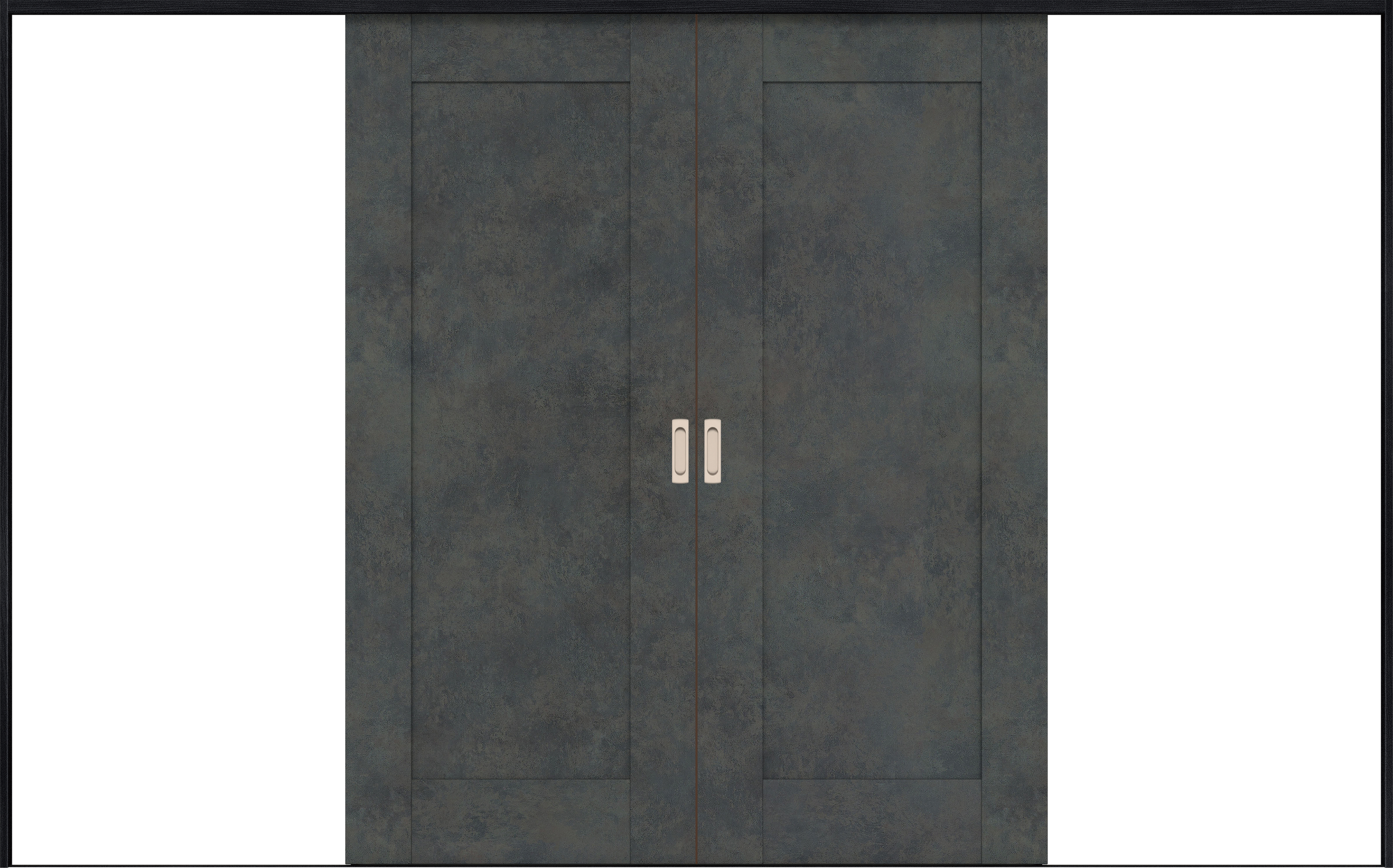 リビングドア　イエリア　引戸・引分　扉セット　３８デザイン　３２６６幅用　２０００高　〈アイアンブラック柄〉　左右兼用　錠なし　ラクラクローズ付