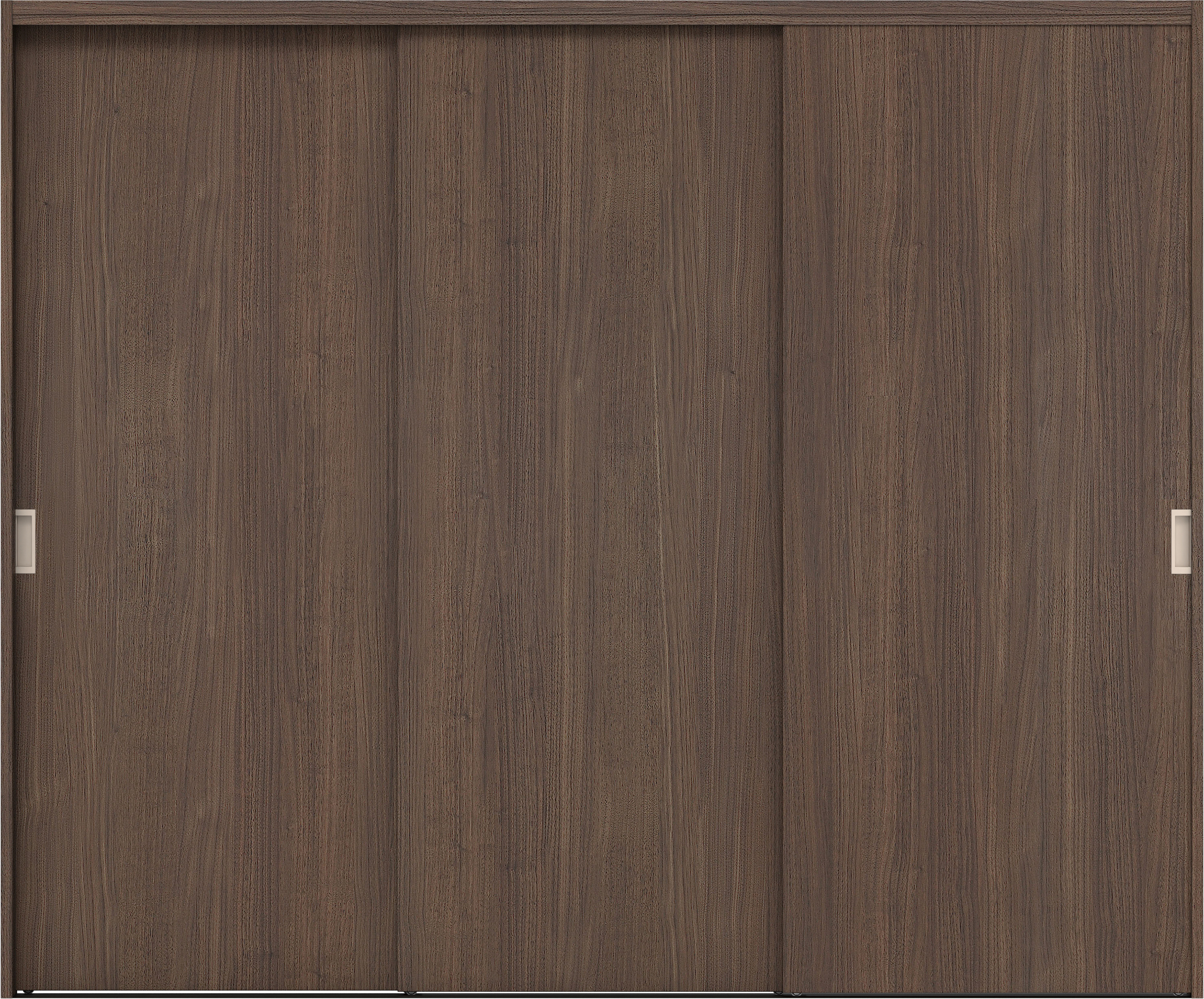 クローク収納　イエリア　引戸ユニット　フラット縦木目タイプ　三方枠（固定枠）　セット　２４５０幅（９尺間口）　２０３３高　〈ダルブラウン柄〉　引手〈Ｔシルバー色〉