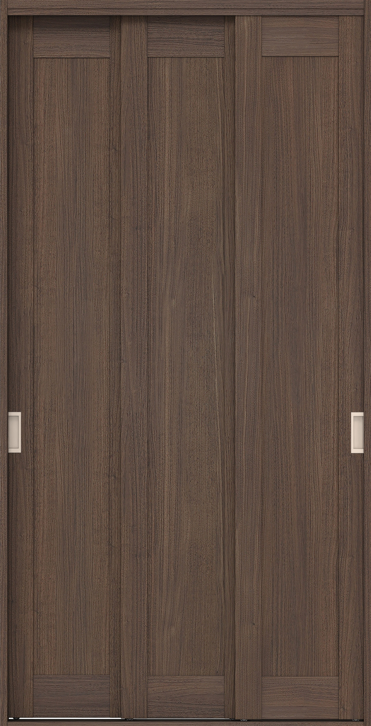 クローク収納　イエリア　引戸ユニット　カマチタイプ　四方枠（固定枠）　セット　１１９０幅（４．５尺間口）　２３３０高　〈ダルブラウン柄〉　引手〈Ｔシルバー色〉