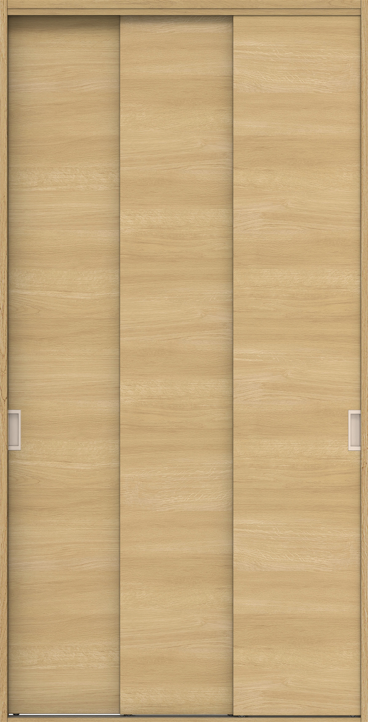 クローク収納　イエリア　引戸ユニット　フラット横木目タイプ　四方枠（固定枠）　セット　１１９０幅（４．５尺間口）　２３３０高　〈ライトオーカー柄〉　引手〈Ｔシルバー色〉