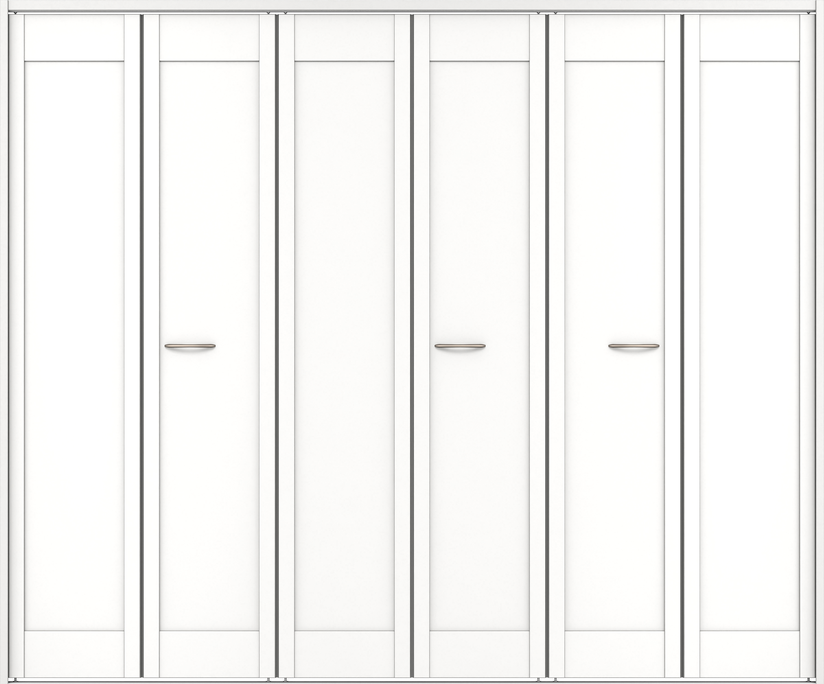 クローク収納　イエリア　折戸ユニット　カマチタイプ　ウッド扉　下レール付三方枠（固定枠）　セット　２４５０幅（９尺間口）　２０３５高　〈パウダーホワイト柄〉　ハンドルラウンド型〈Ｔシルバー色〉