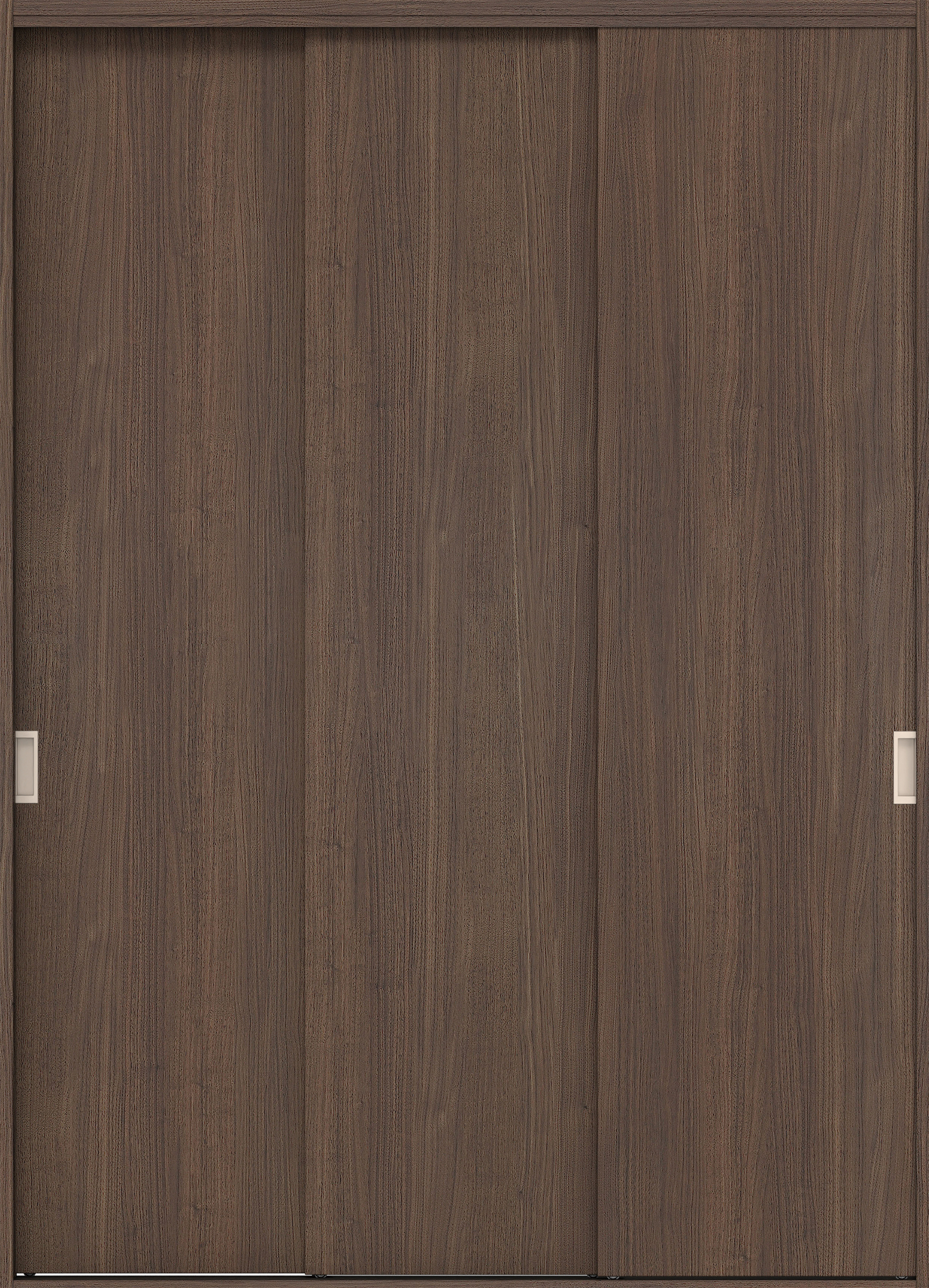 クローク収納　イエリア　引戸ユニット　フラット縦木目タイプ　四方枠（固定枠）　セット　１６４４幅（６尺小間口）　２３３０高　〈ダルブラウン柄〉　引手〈Ｔシルバー色〉