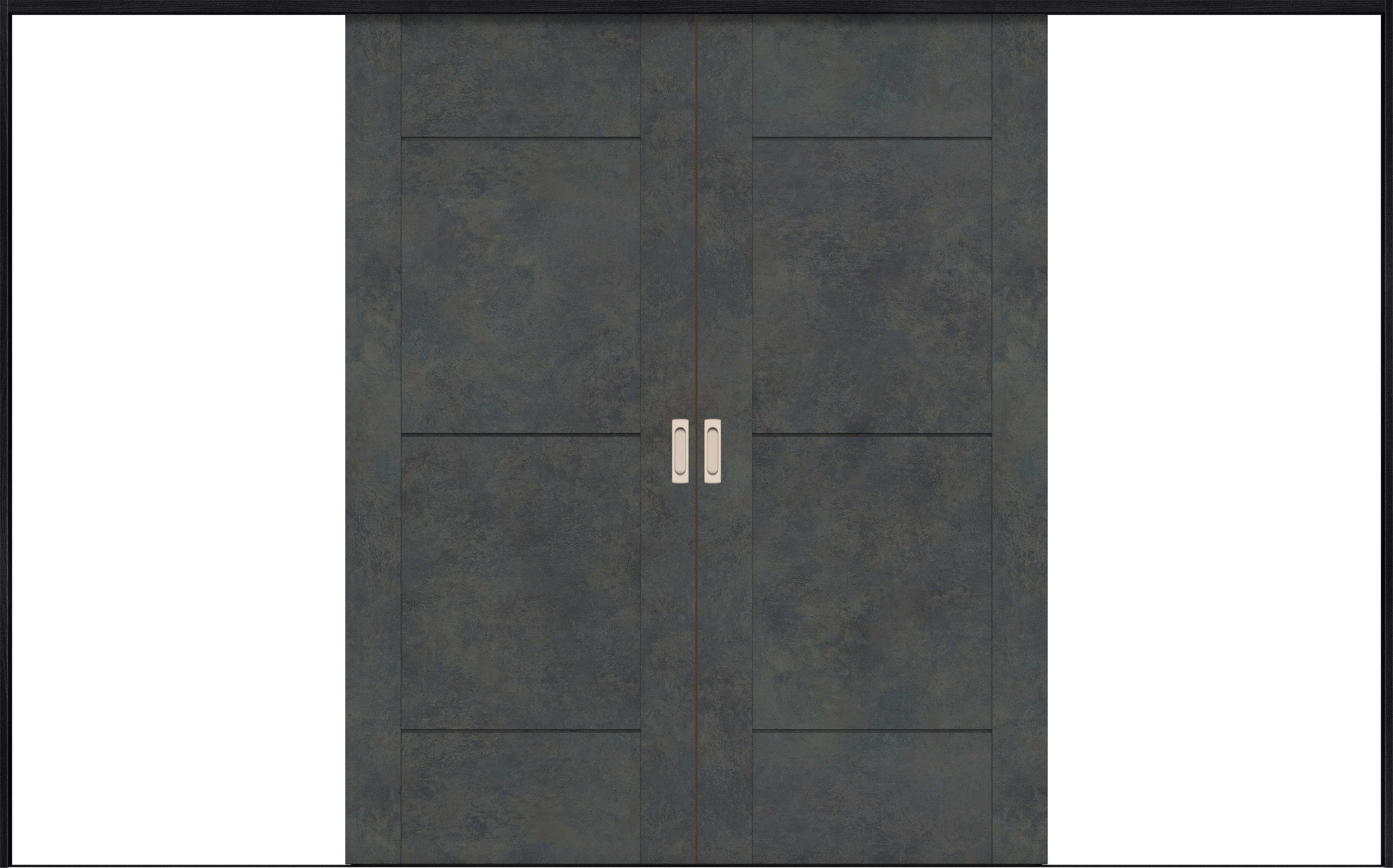 リビングドア　イエリア　引戸・引分　扉セット　Ｂ９デザイン　３２６６幅用　２０００高　〈アイアンブラック柄〉　左右兼用　錠なし　ラクラクローズ付