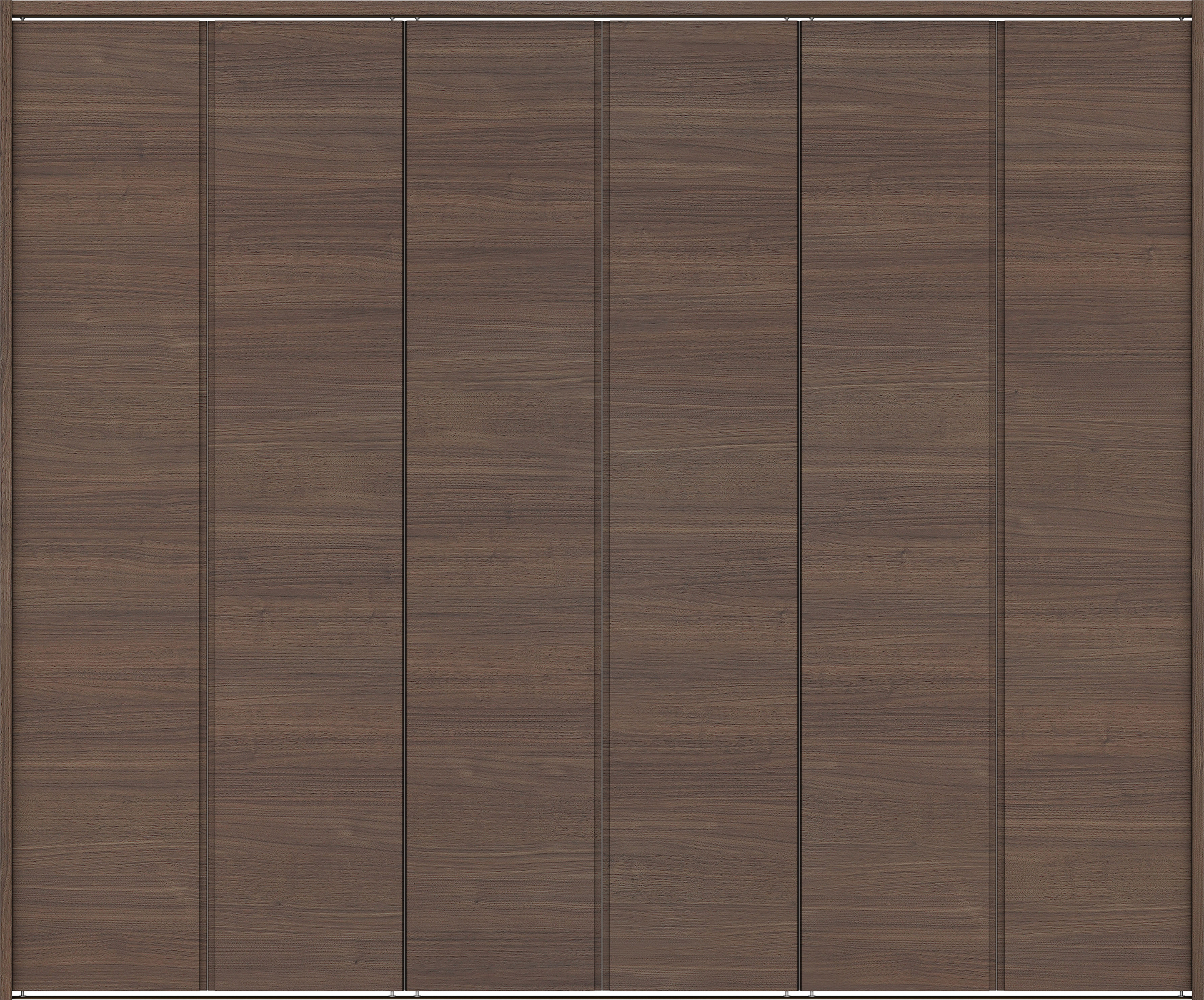 クローク収納　イエリア　折戸ユニット　ハンドルレス横木目タイプ　ウッド扉　下レール付三方枠（固定枠）　セット　２４５０幅（９尺間口）　２０３５高　〈ダルブラウン柄〉　ハンドルレス