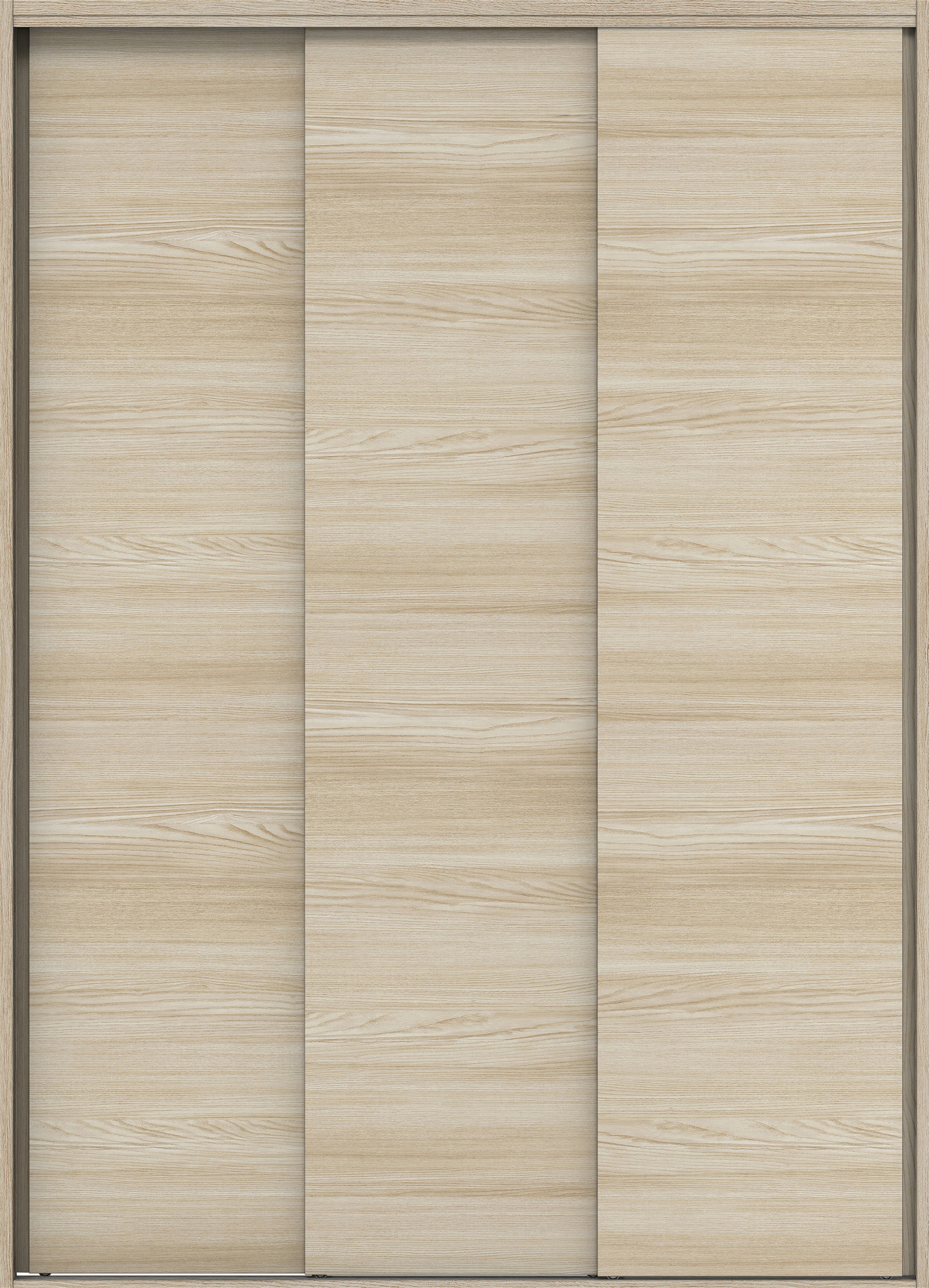 クローク収納　イエリア　引戸ユニット　通し引手　横木目タイプ　四方枠（固定枠）　セット　１６８０幅（６尺間口）　２３３０高　〈ソフトグレージュ柄〉　ハンドルレス