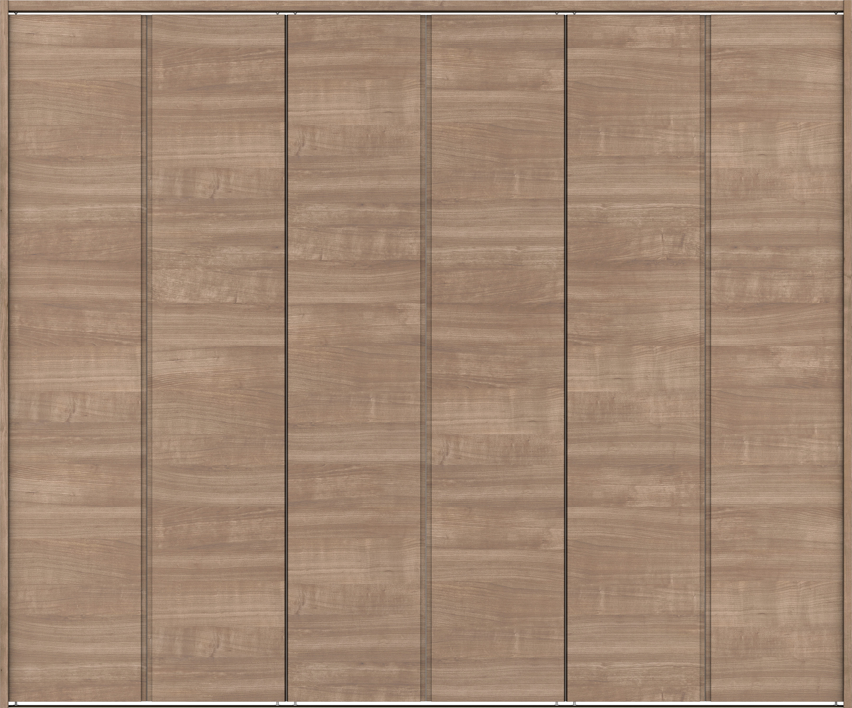 クローク収納　イエリア　折戸ユニット　ハンドルレス横木目タイプ　ウッド扉　下レール付三方枠（固定枠）　セット　２４５０幅（９尺間口）　２０３５高　〈トープグレー柄〉　ハンドルレス