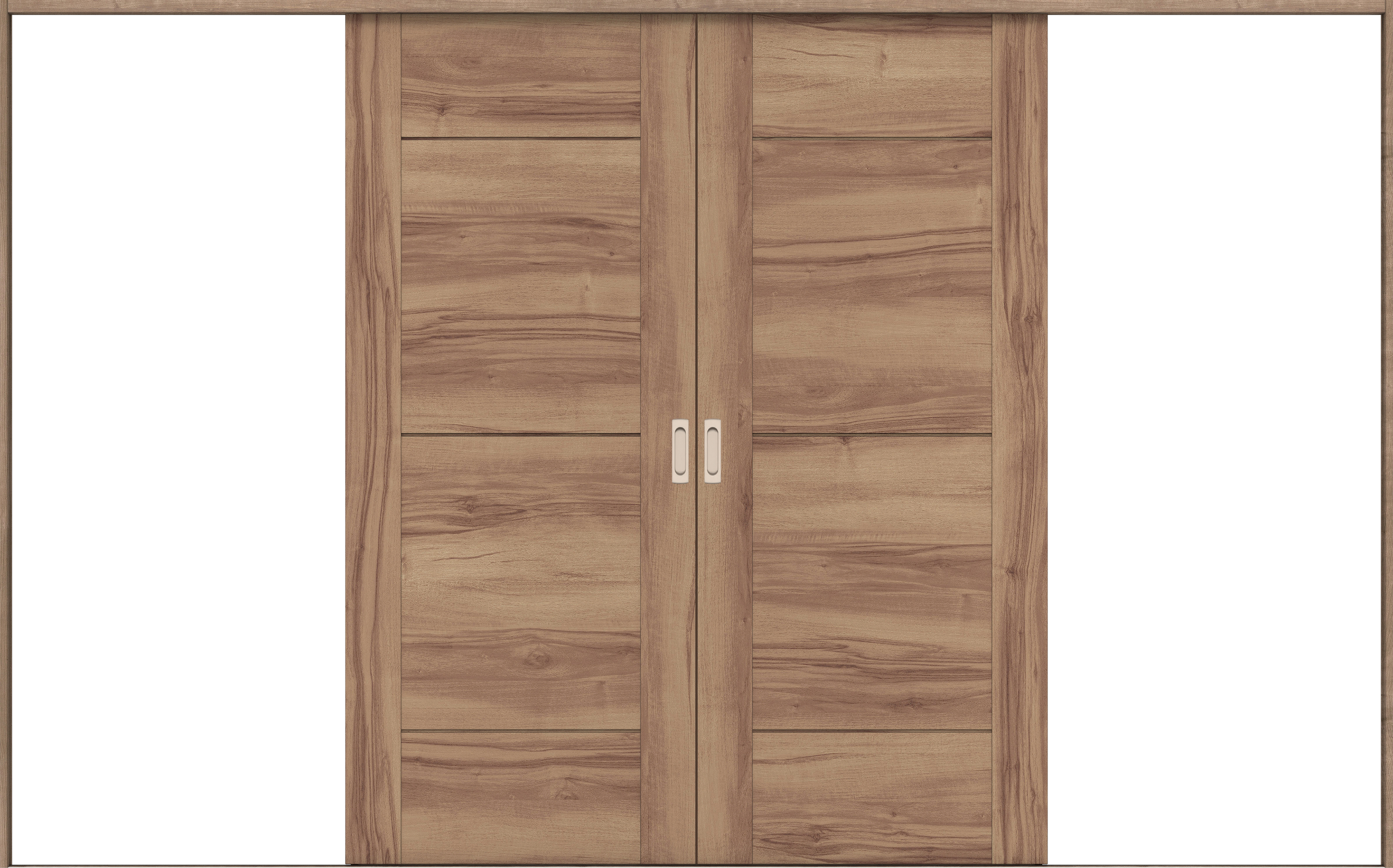 リビングドア　イエリア　引戸・引分　扉セット　Ｂ９デザイン　３２６６幅用　２０００高　〈バームブラウン柄〉　左右兼用　錠なし　ラクラクローズ付