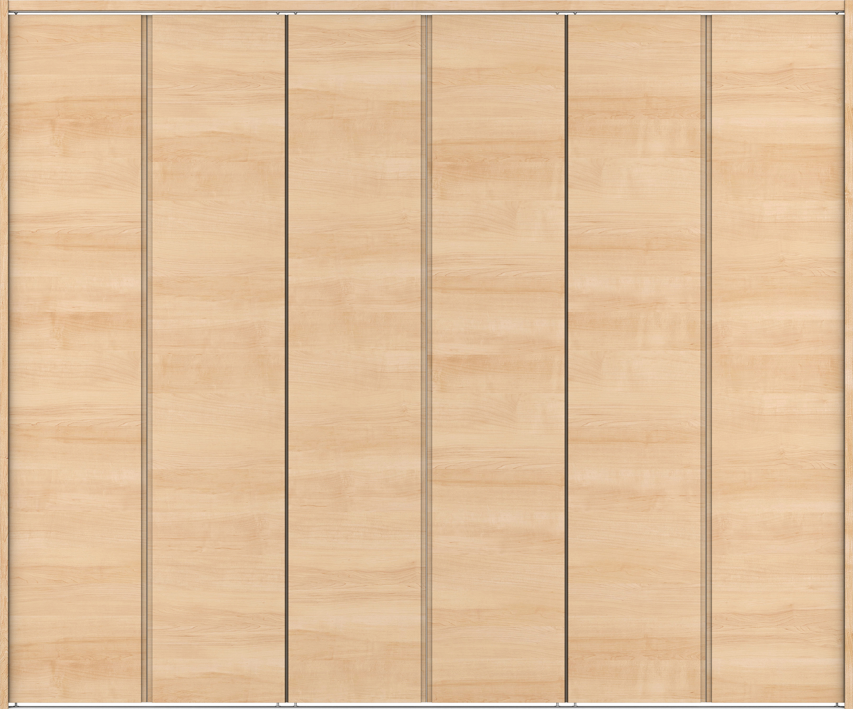 クローク収納　イエリア　折戸ユニット　ハンドルレス横木目タイプ　ウッド扉　下レール付三方枠（固定枠）　セット　２４５０幅（９尺間口）　２０３５高　〈ミルベージュ柄〉　ハンドルレス