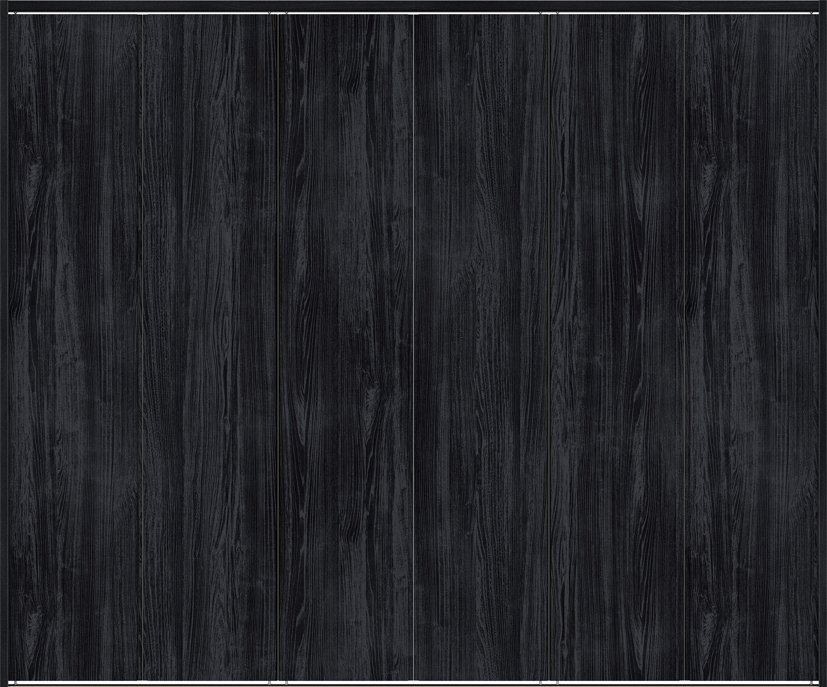 クローク収納　イエリア　折戸ユニット　ハンドルレス縦木目タイプ　ウッド扉　下レール付三方枠（固定枠）　セット　２４５０幅（９尺間口）　２０３５高　〈モスブラック柄〉　ハンドルレス