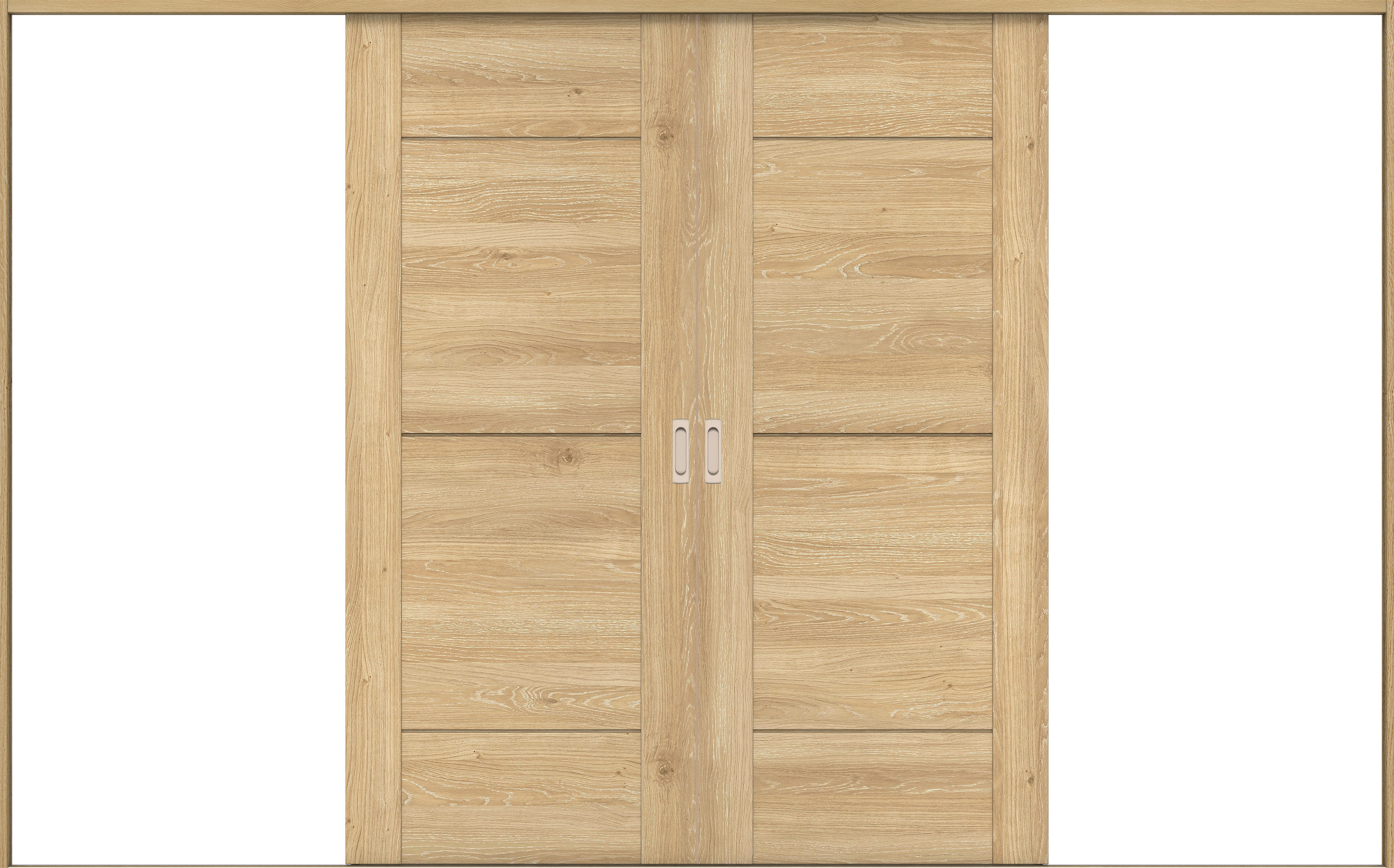 リビングドア　イエリア　引戸・引分　扉セット　Ｂ９デザイン　３２６６幅用　２０００高　〈ミルキーオーカー柄〉　左右兼用　錠なし　ラクラクローズ付