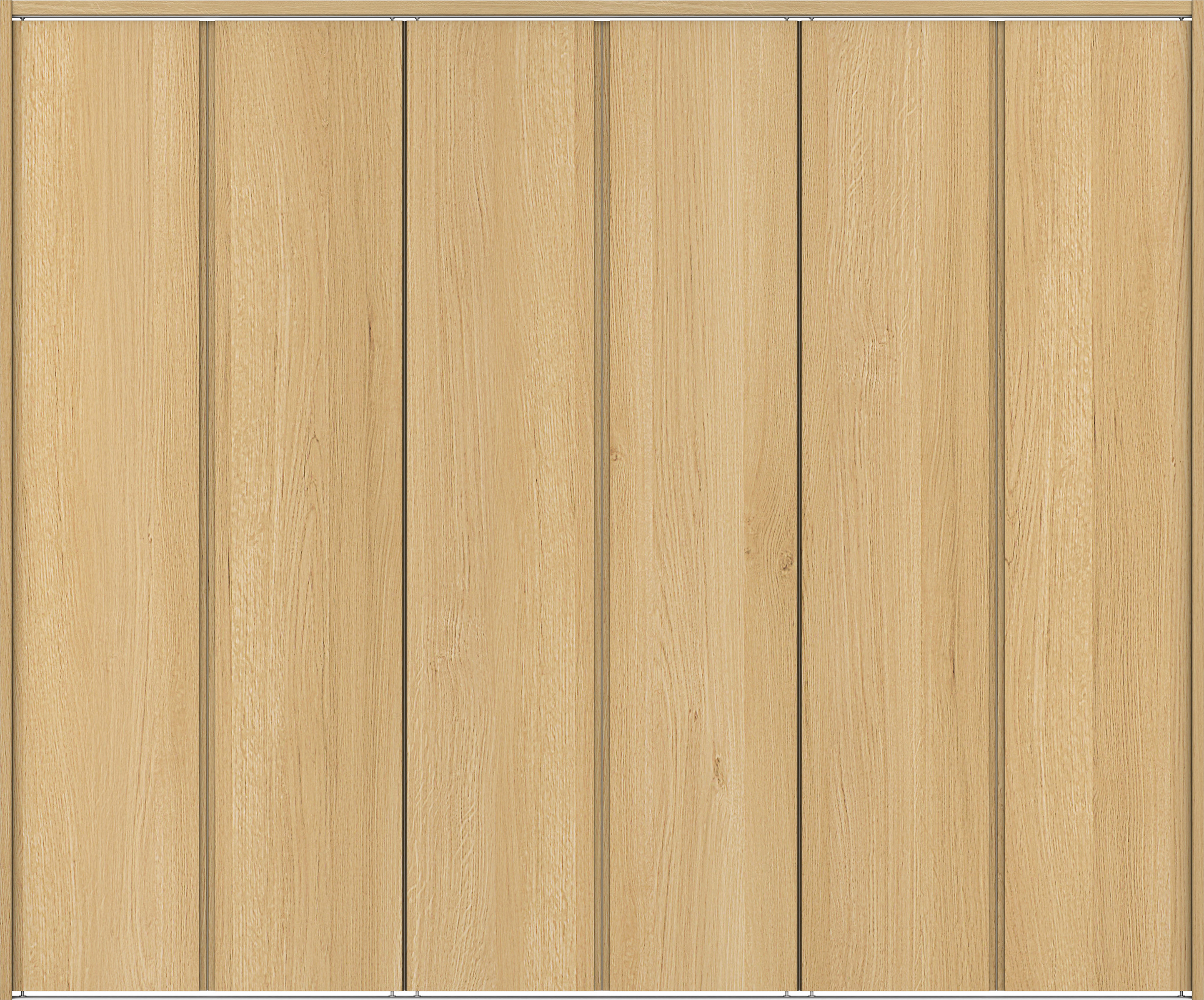 クローク収納　イエリア　折戸ユニット　ハンドルレス縦木目タイプ　ウッド扉　下レール付三方枠（固定枠）　セット　２４５０幅（９尺間口）　２０３５高　〈ライトオーカー柄〉　ハンドルレス