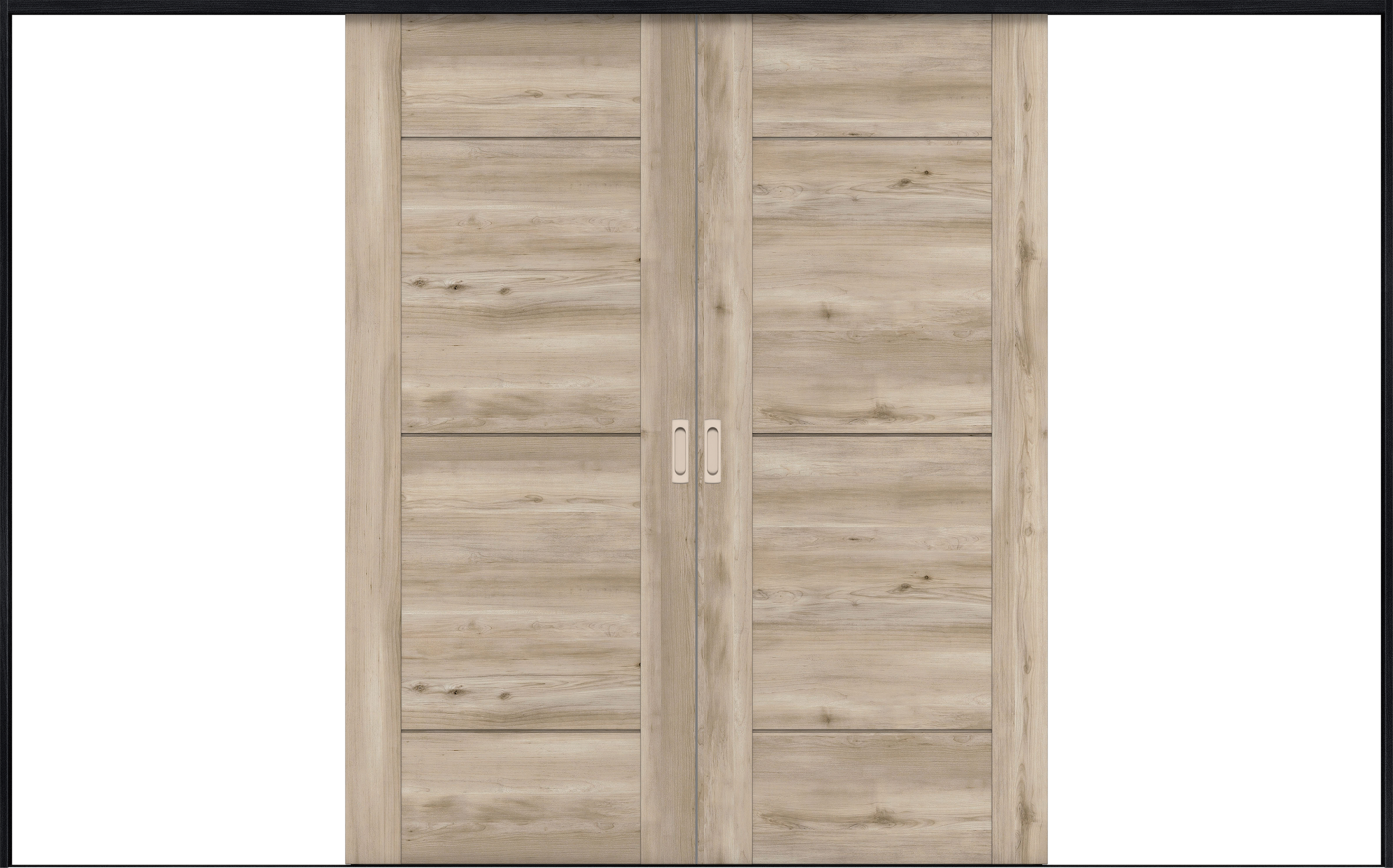 リビングドア　イエリア　引戸・引分　扉セット　Ｂ９デザイン　３２６６幅用　２０００高　〈スモークグレー柄〉　左右兼用　錠なし　ラクラクローズ付