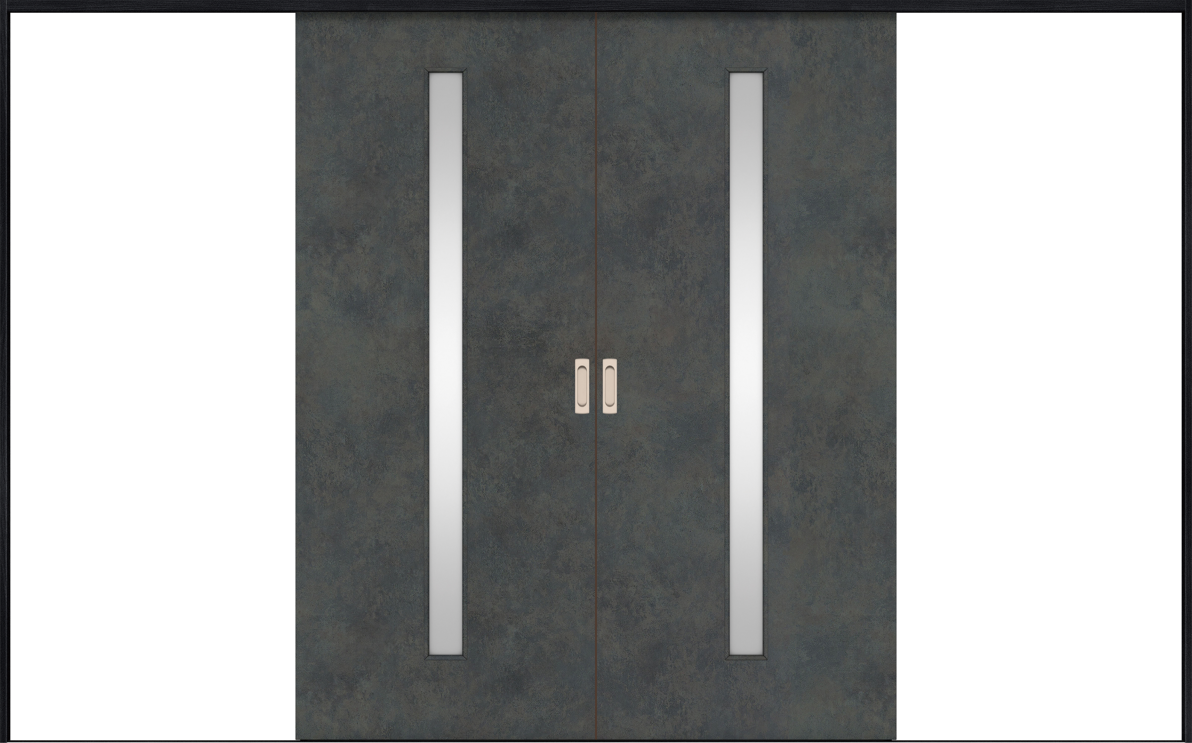 リビングドア　イエリア　引戸・引分　扉セット　Ｃ４デザイン　３２６６幅用　２０００高　〈アイアンブラック柄〉　左右兼用　錠なし　ラクラクローズ付