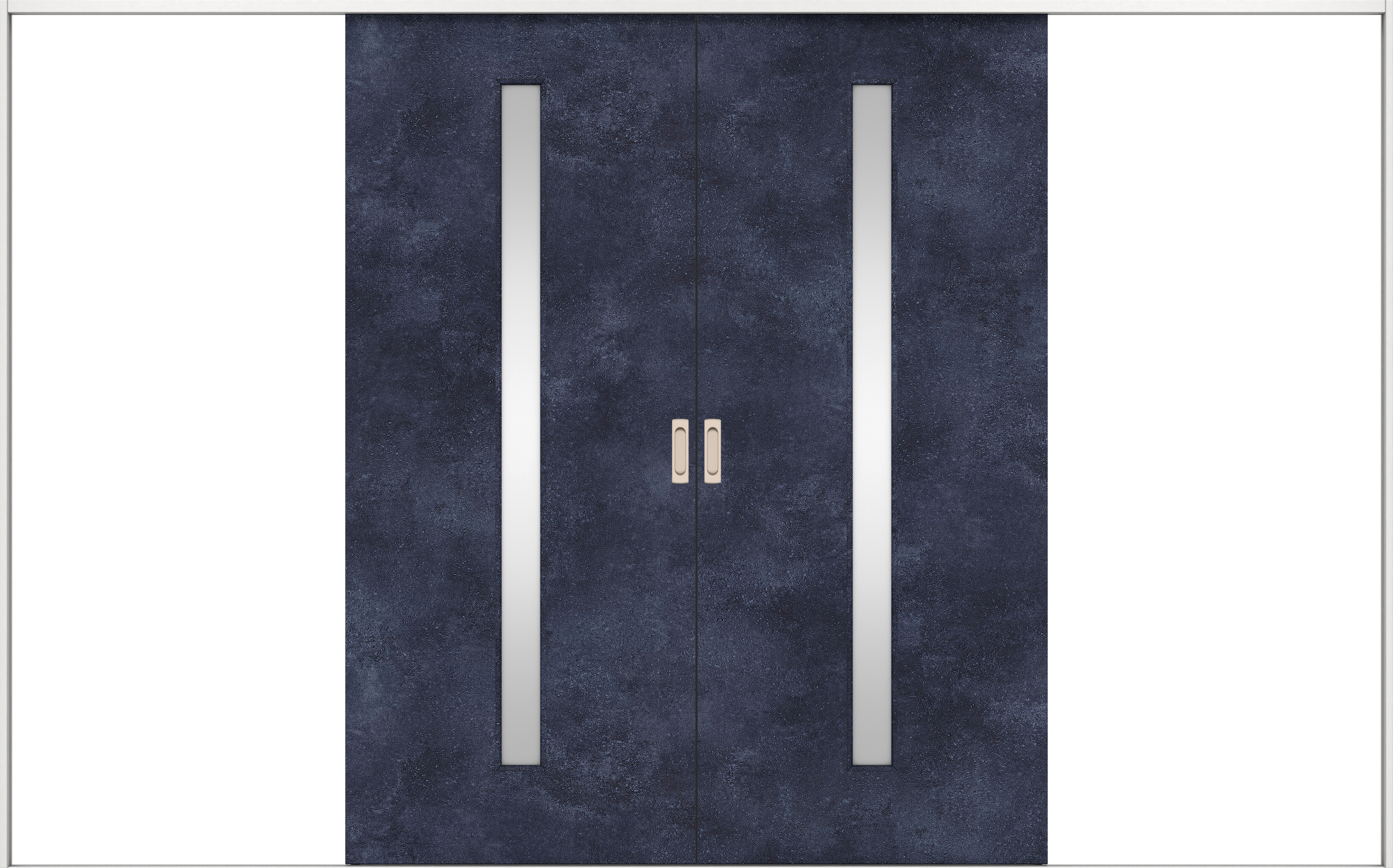 リビングドア　イエリア　引戸・引分　扉セット　Ｃ４デザイン　３２６６幅用　２０００高　〈コバルトブルー柄〉　左右兼用　錠なし　ラクラクローズ付