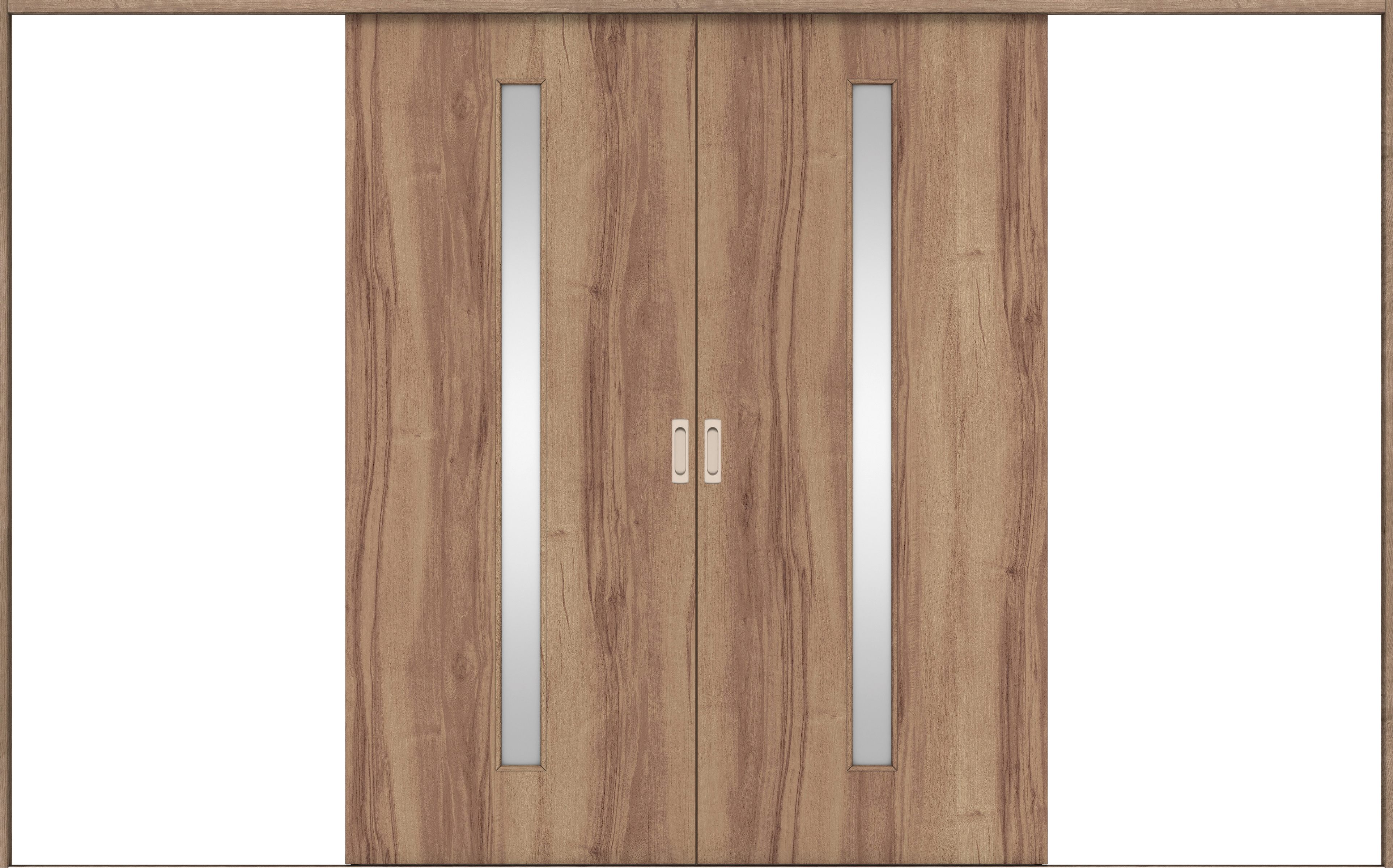 リビングドア　イエリア　引戸・引分　扉セット　Ｃ４デザイン　３２６６幅用　２０００高　〈バームブラウン柄〉　左右兼用　錠なし　ラクラクローズ付