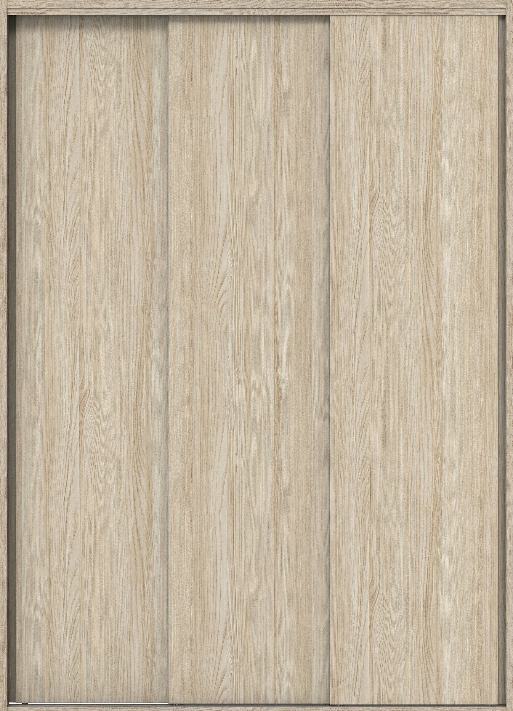 クローク収納　イエリア　引戸ユニット　通し引手　縦木目タイプ　四方枠（固定枠）　セット　１６４４幅（６尺小間口）　２３３０高　〈ソフトグレージュ柄〉　ハンドルレス