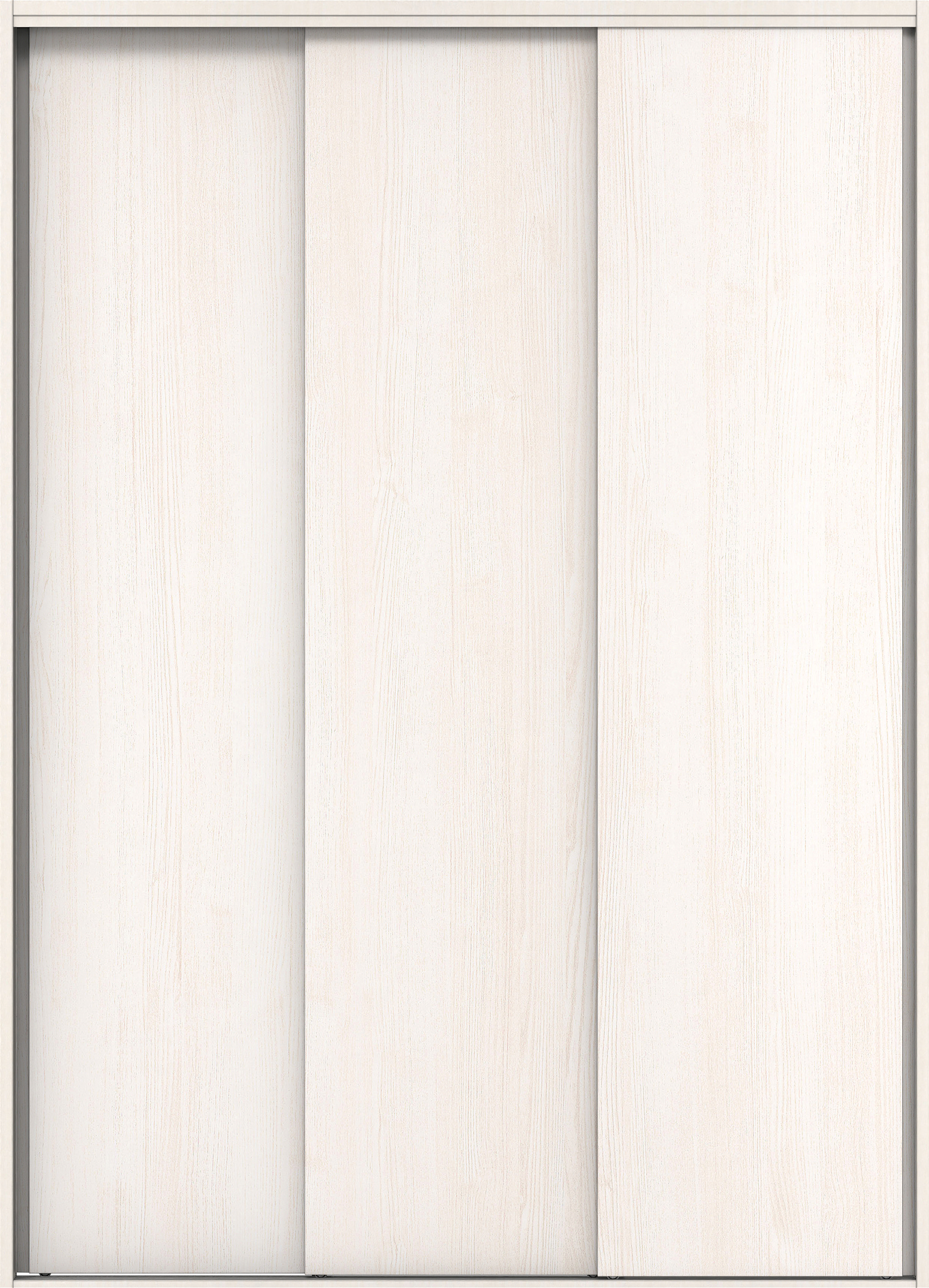 クローク収納　イエリア　引戸ユニット　通し引手　縦木目タイプ　四方枠（固定枠）　セット　１６４４幅（６尺小間口）　２３３０高　〈ネオホワイト柄〉　ハンドルレス