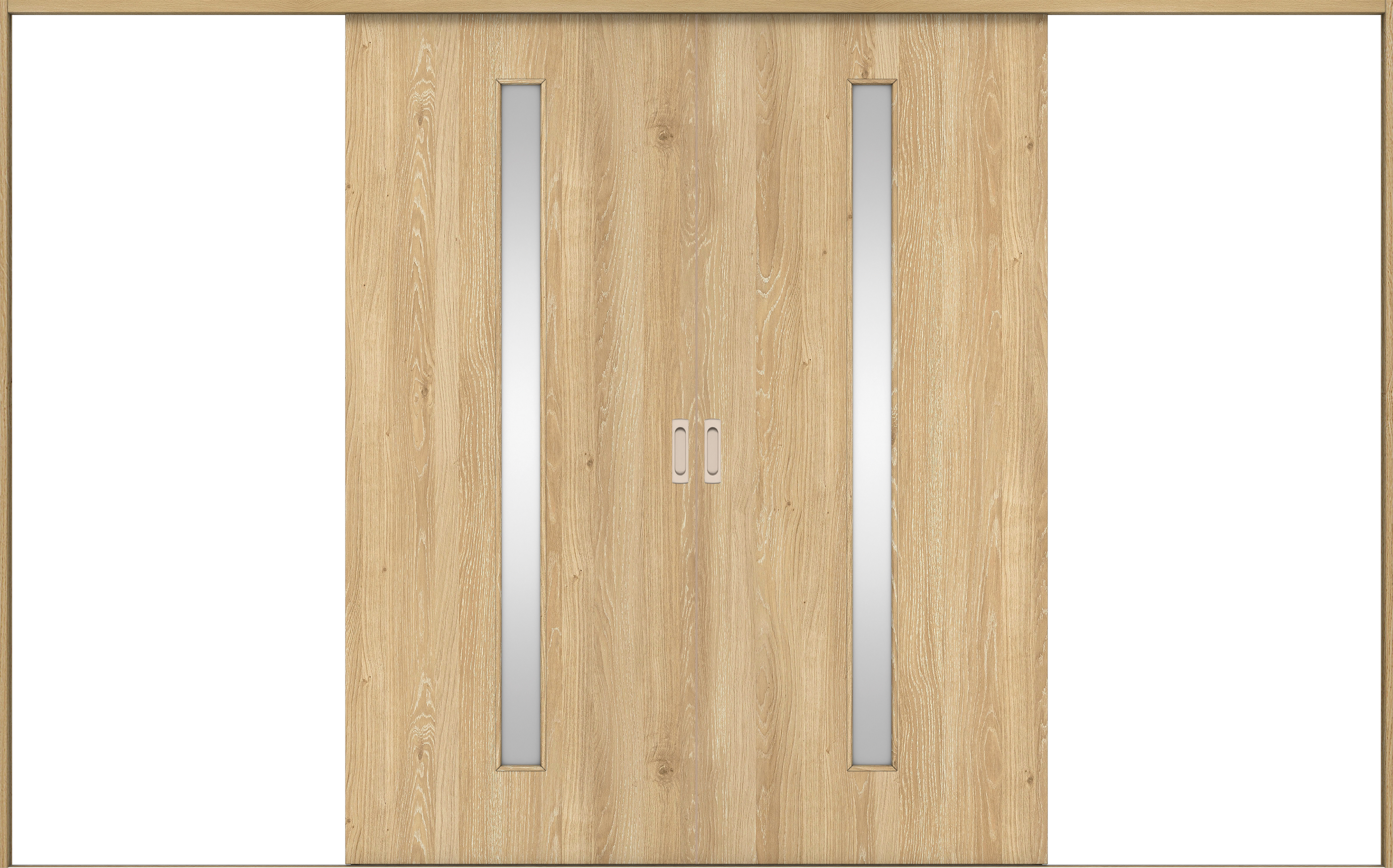 リビングドア　イエリア　引戸・引分　扉セット　Ｃ４デザイン　３２６６幅用　２０００高　〈ミルキーオーカー柄〉　左右兼用　錠なし　ラクラクローズ付