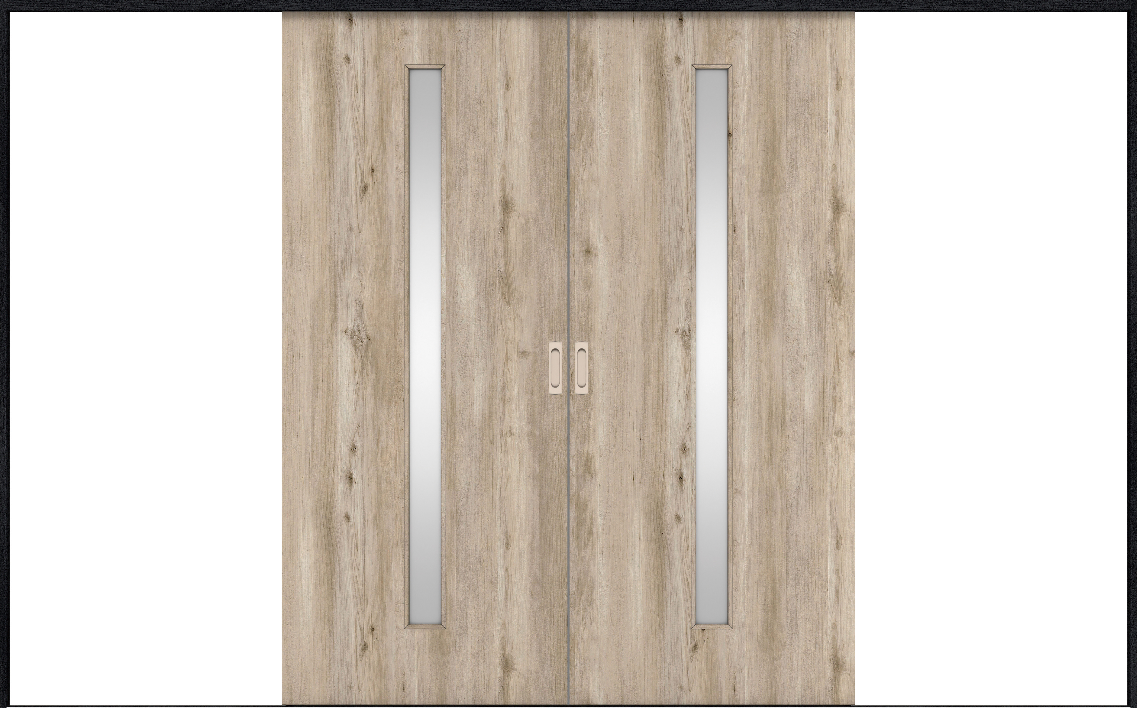 リビングドア　イエリア　引戸・引分　扉セット　Ｃ４デザイン　３２６６幅用　２０００高　〈スモークグレー柄〉　左右兼用　錠なし　ラクラクローズ付