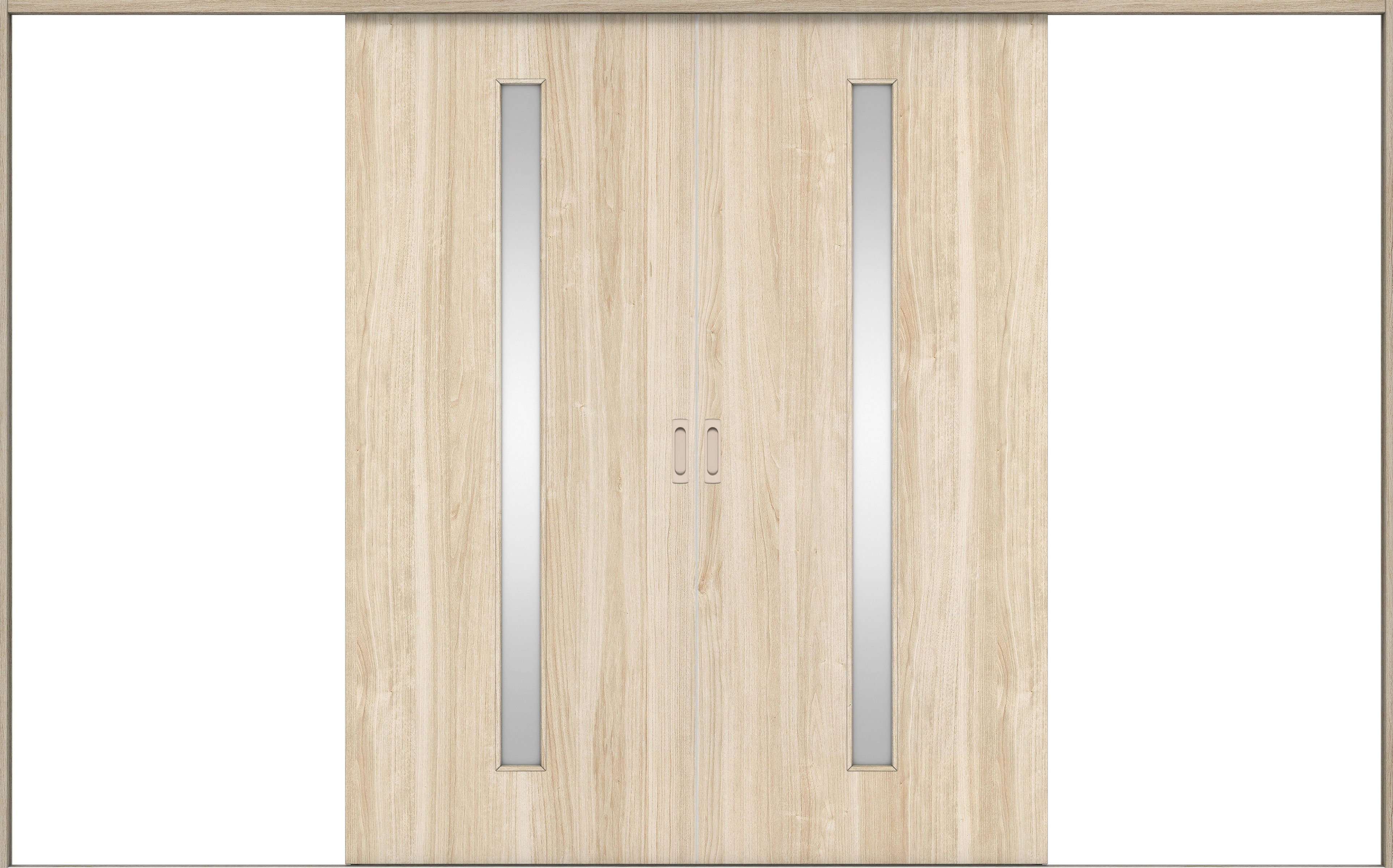 リビングドア　イエリア　引戸・引分　扉セット　Ｃ４デザイン　３２６６幅用　２０００高　〈コットンベージュ柄〉　左右兼用　錠なし　ラクラクローズ付