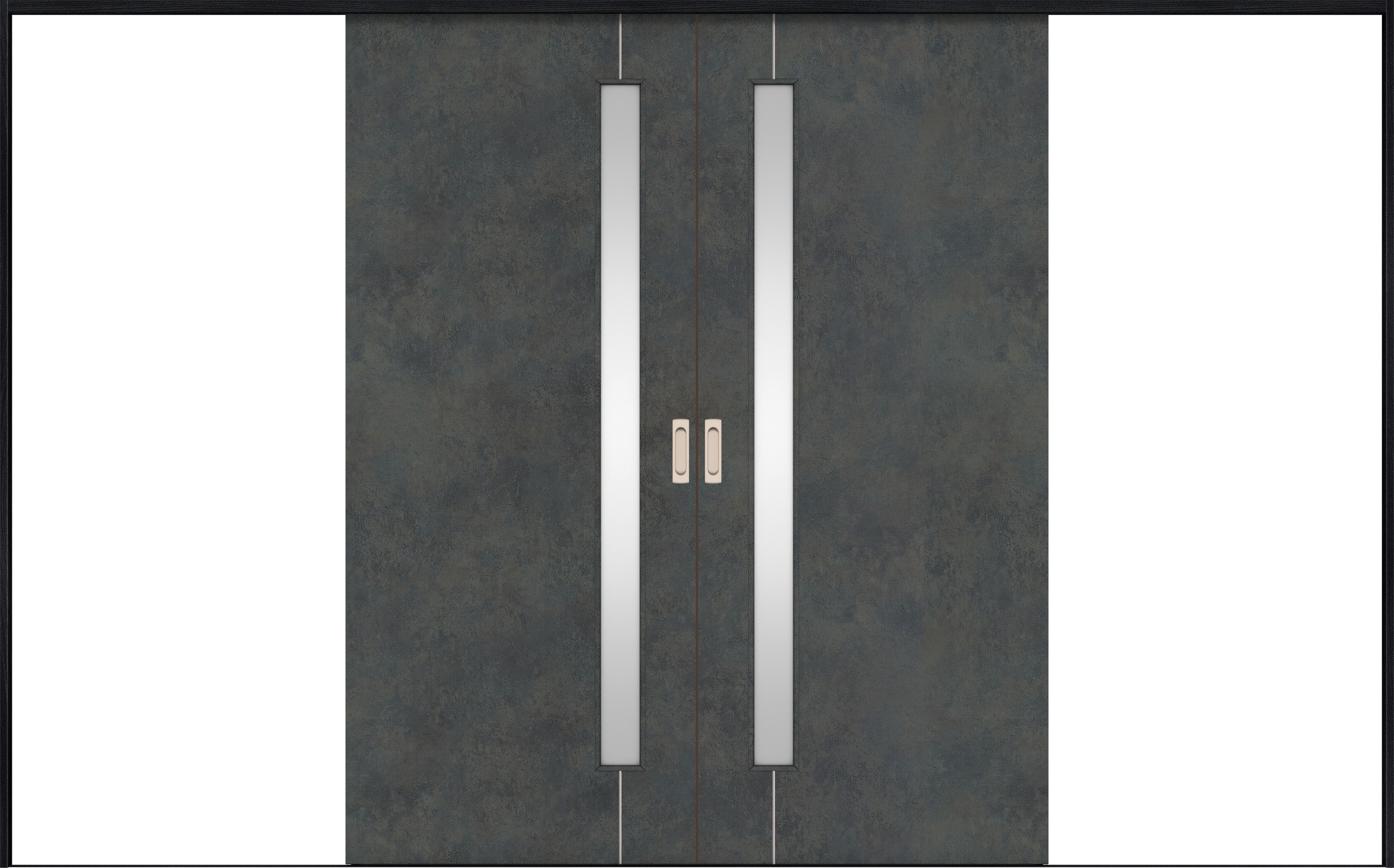 リビングドア　イエリア　引戸・引分　扉セット　Ｄ４デザイン　３２６６幅用　２０００高　〈アイアンブラック柄〉　左右兼用　錠なし　ラクラクローズ付