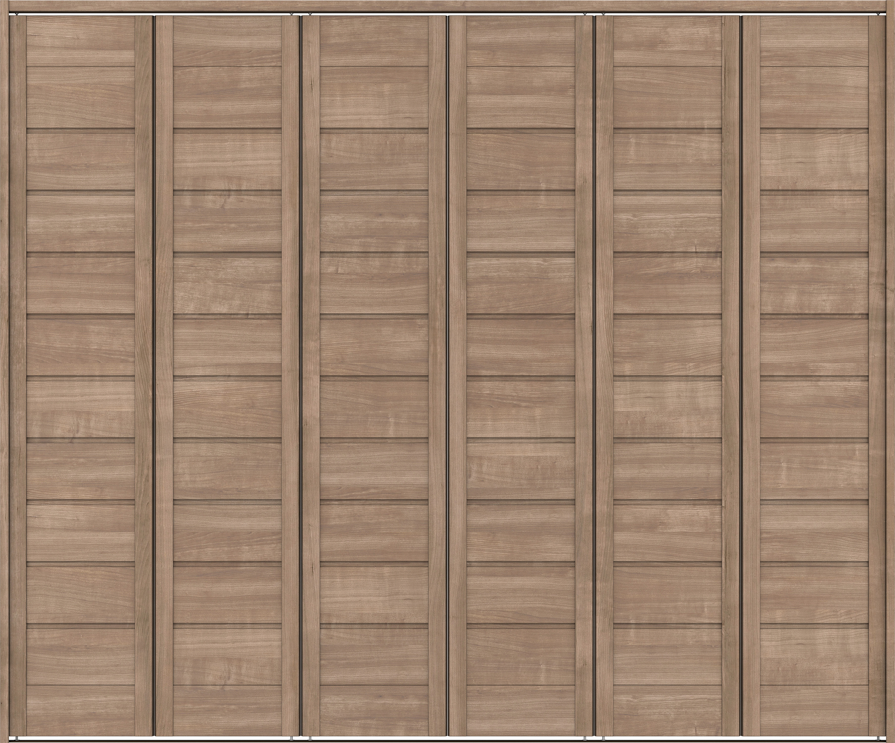 クローク収納　イエリア　折戸ユニット　通気タイプ　ウッド扉　下レール付三方枠（固定枠）　セット　２４５０幅（９尺間口）　２０３５高　〈トープグレー柄〉　ハンドルレス