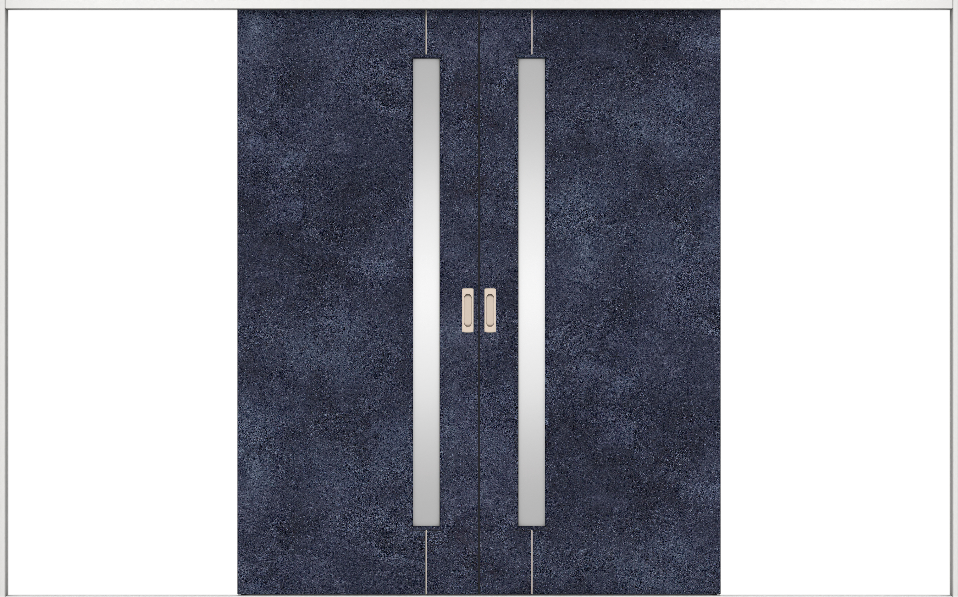 リビングドア　イエリア　引戸・引分　扉セット　Ｄ４デザイン　３２６６幅用　２０００高　〈コバルトブルー柄〉　左右兼用　錠なし　ラクラクローズ付